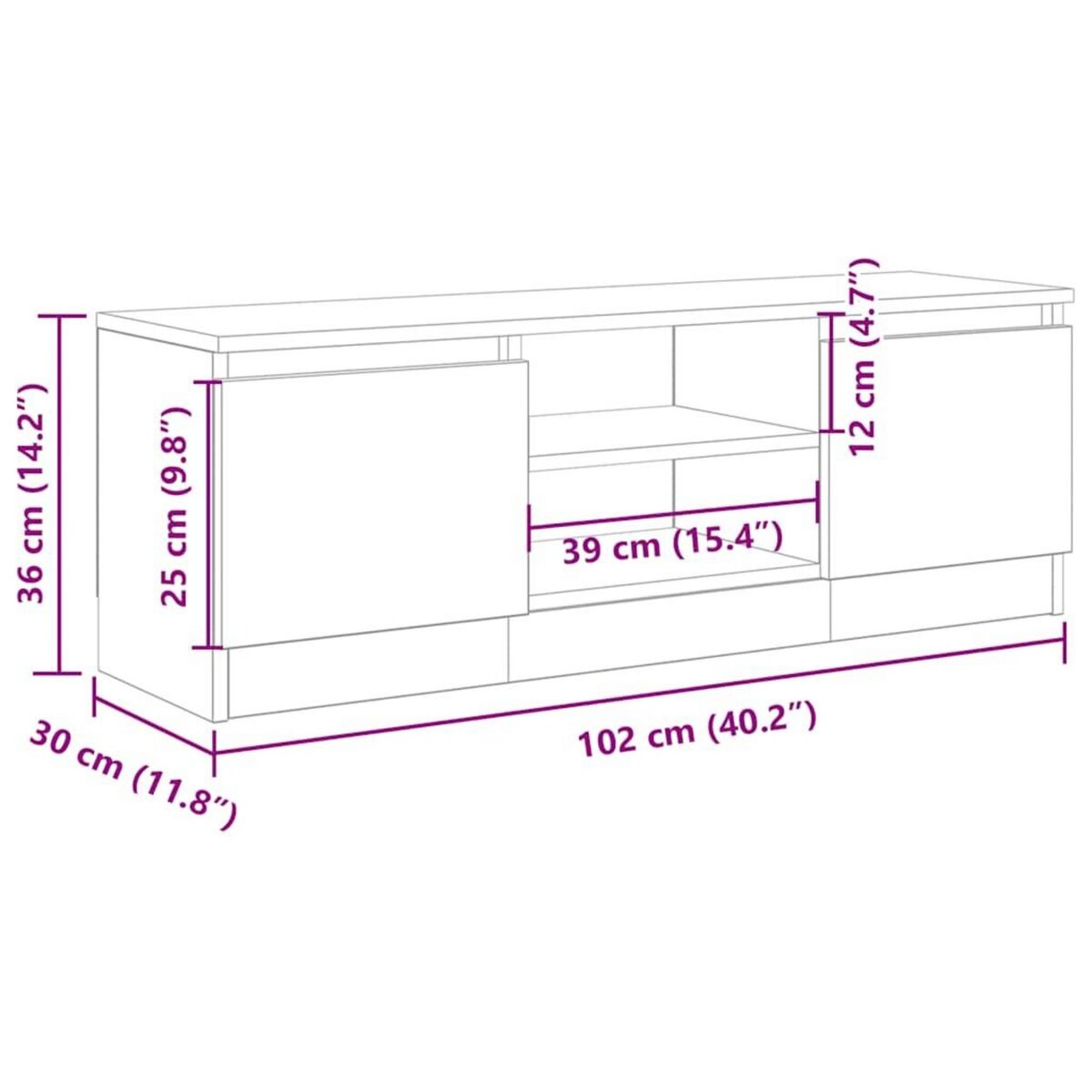 VIDAXL Meuble TV vieux bois 102x30x36 cm bois d'ingenierie