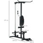 Voir la diapositive 3 : HOMCOM Station de musculation tirage poitrine - lat pulldown machine - bande de résistance, siège réglable - noir