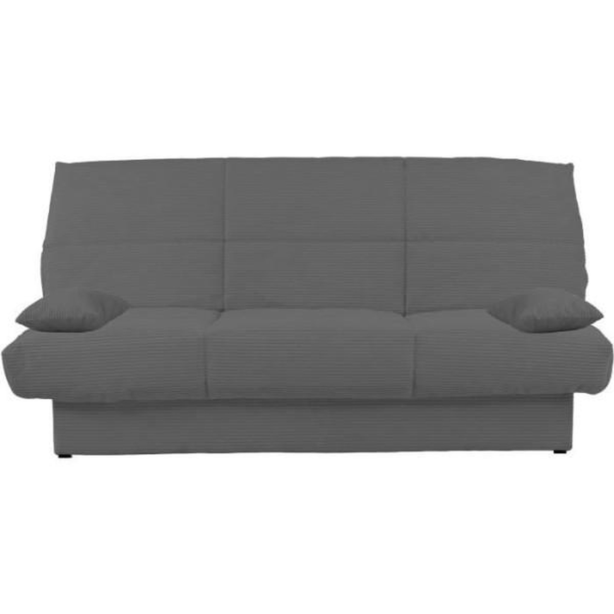Voir la diapositive 2 : Confort line Banquette clic-clac CLEM - 3 places - Tissu velours côtelé - Anthracite - Densité 20kg/m3 - 190 x 90 x 92 cm - Fabriqué au P