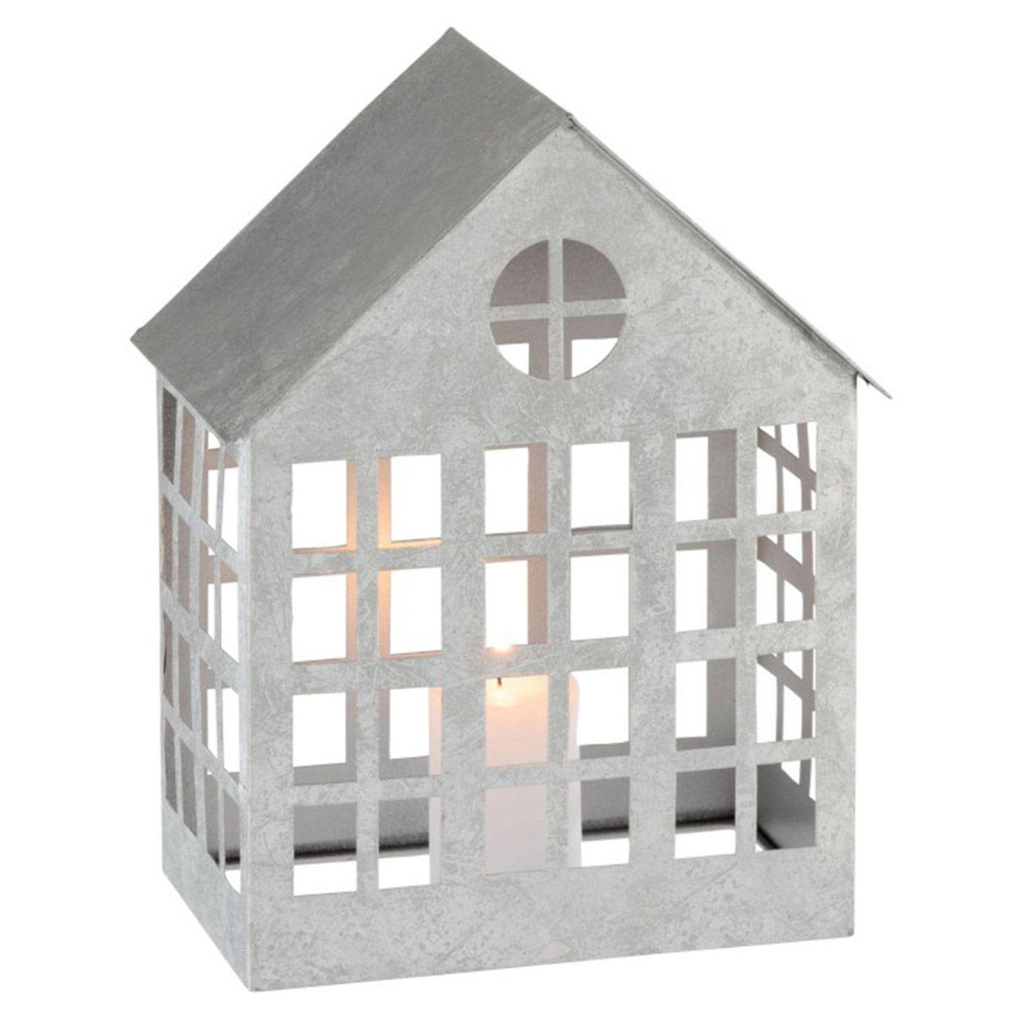 Voir la diapositive 2 : J-LINE Bougeoir en métal  maison delta  28cm argent
