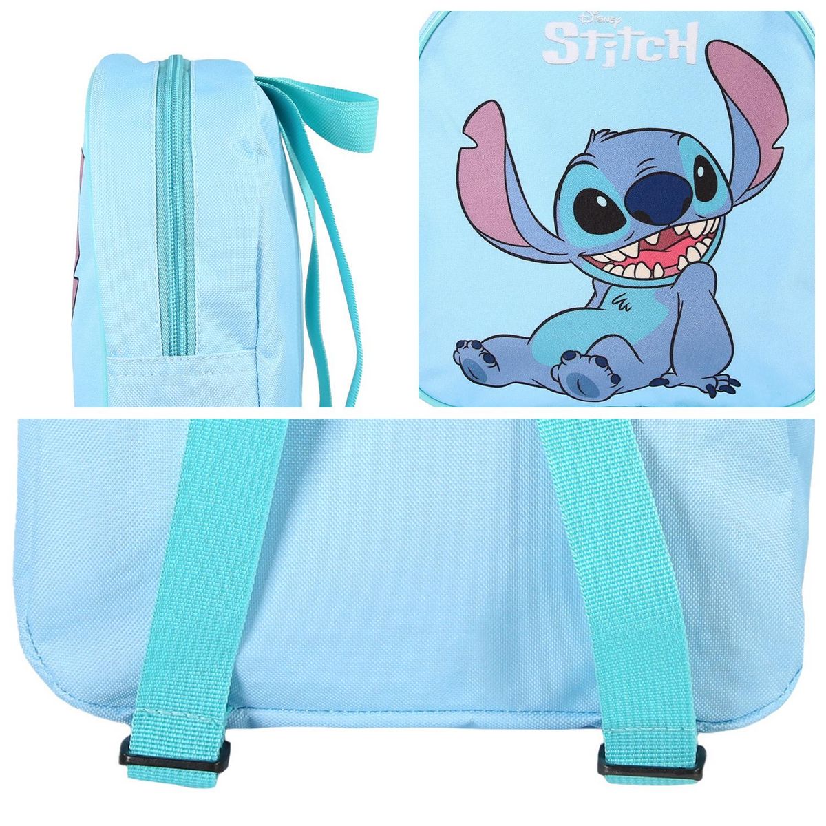 Bagtrotter Bagtrotter - Stitch  - Sac à Dos Scolaire Goûter 24 cm - Bleu Clair - 1 compartiment zippé - Bretelles en Sangle - 24x7x24 cm - Matière Polyester - Sac à Dos Scolaire Maternelle
