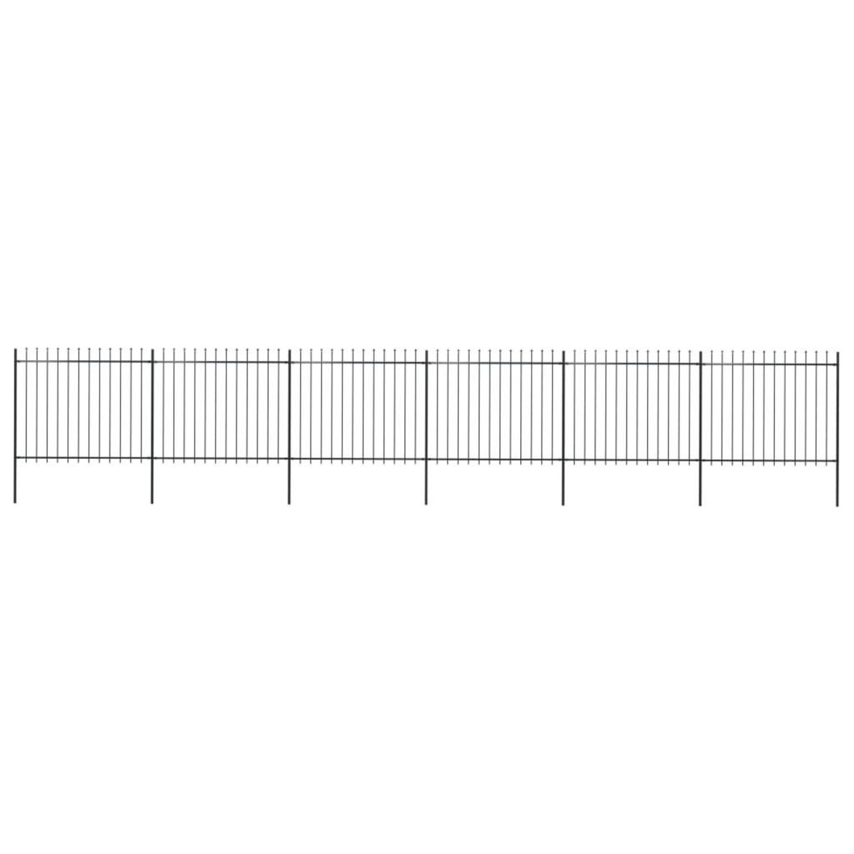 VIDAXL Cloture de jardin avec dessus en lance Acier 10,2 x 1,5 m Noir