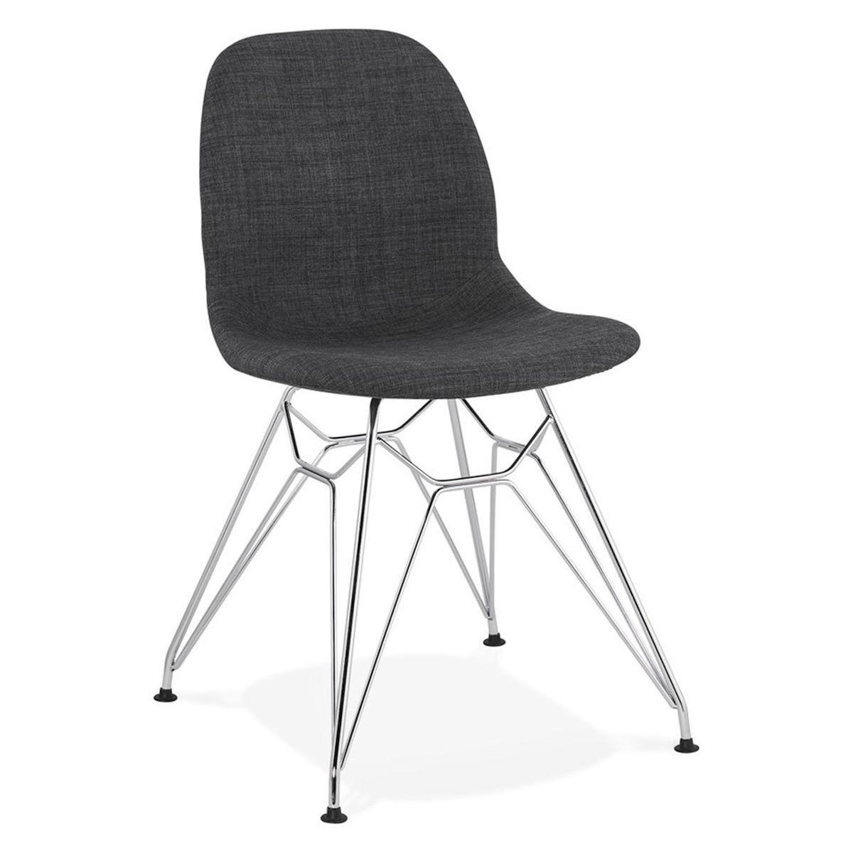 Paris Prix Chaise Design Tissu  Sandes  83cm Gris & Chromé