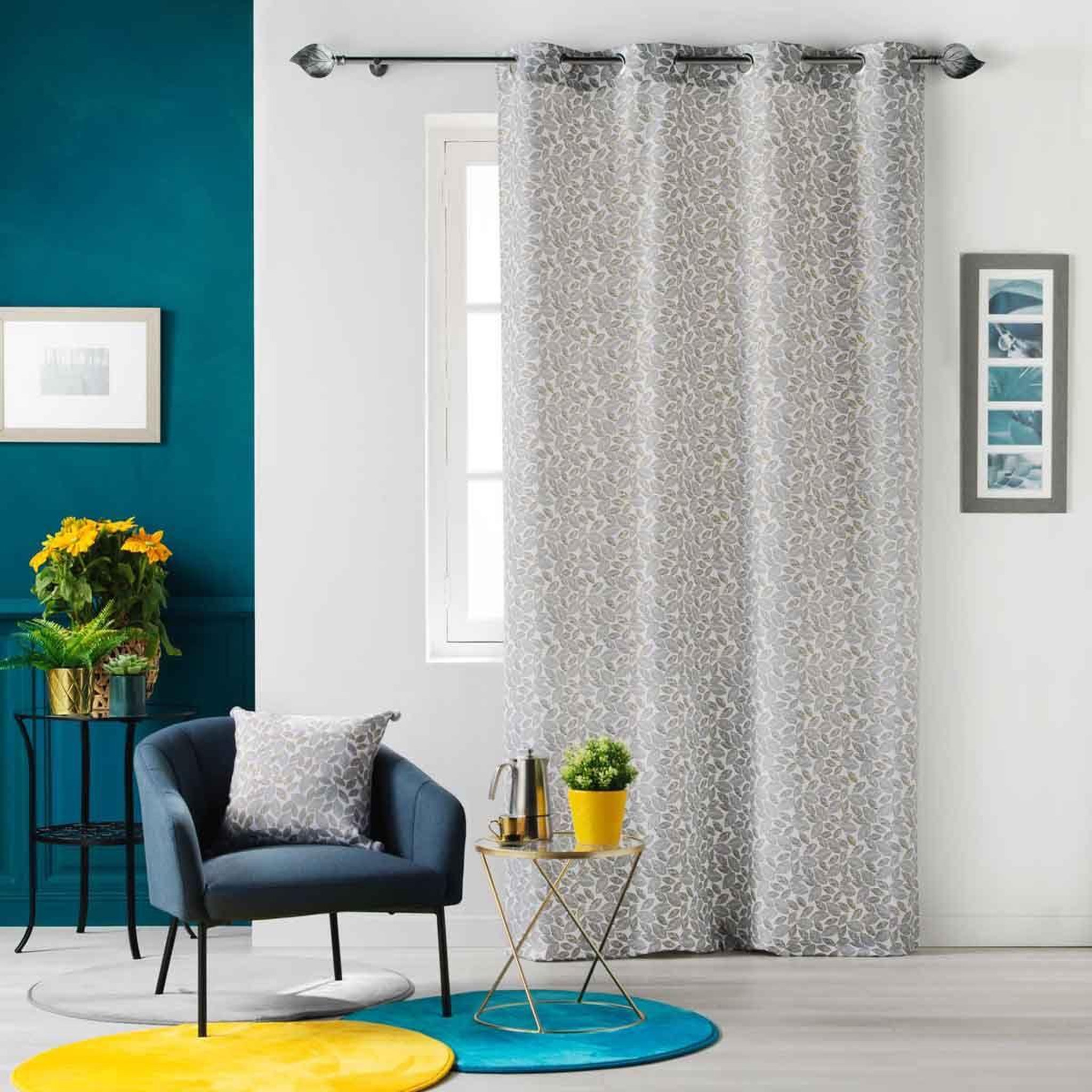 Voir la diapositive 4 : Douceur d'Intérieur Rideau à œillets imprimé  vilanelle  140x260cm gris