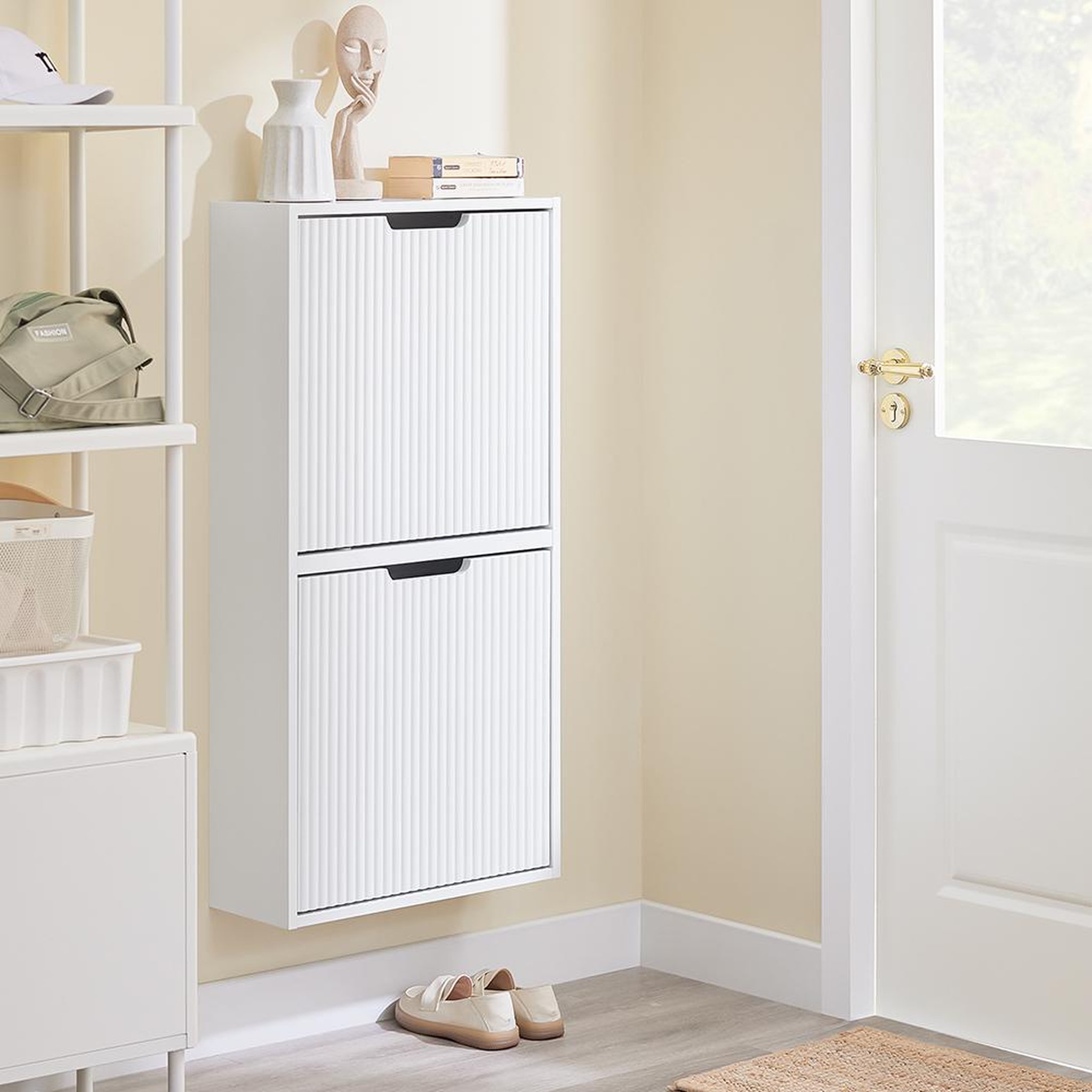 Voir la diapositive 4 : SOBUY SoBuy - Meuble À Chaussures 2 portes - Blanc - 50x19x100cm - Minimaliste - FSR204-W