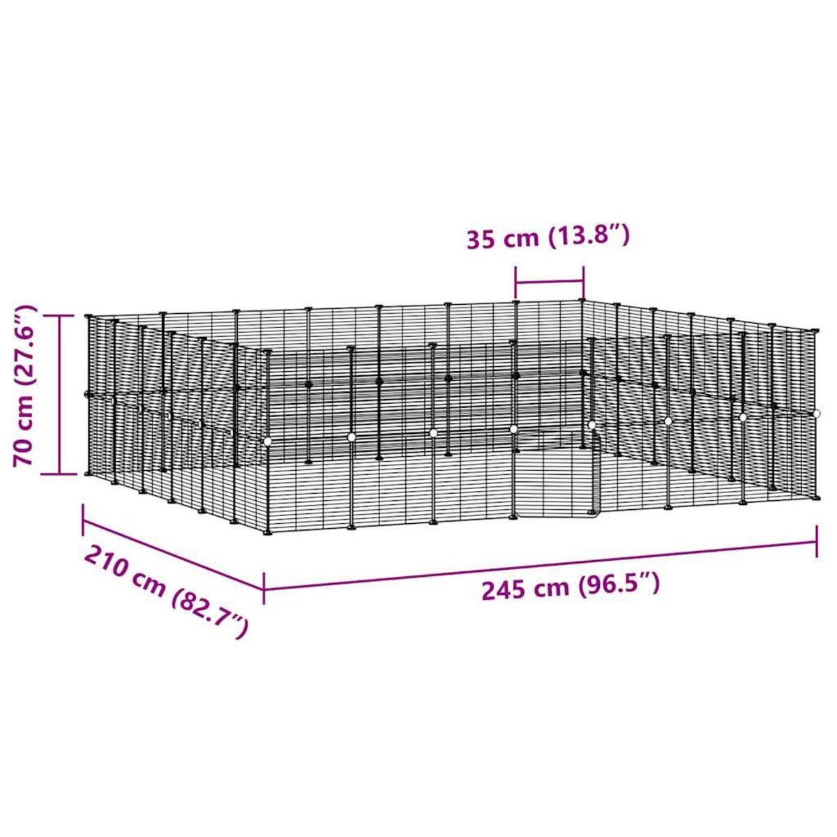 VIDAXL Cage animaux de compagnie a 52 panneaux et porte Noir 35x35 cm