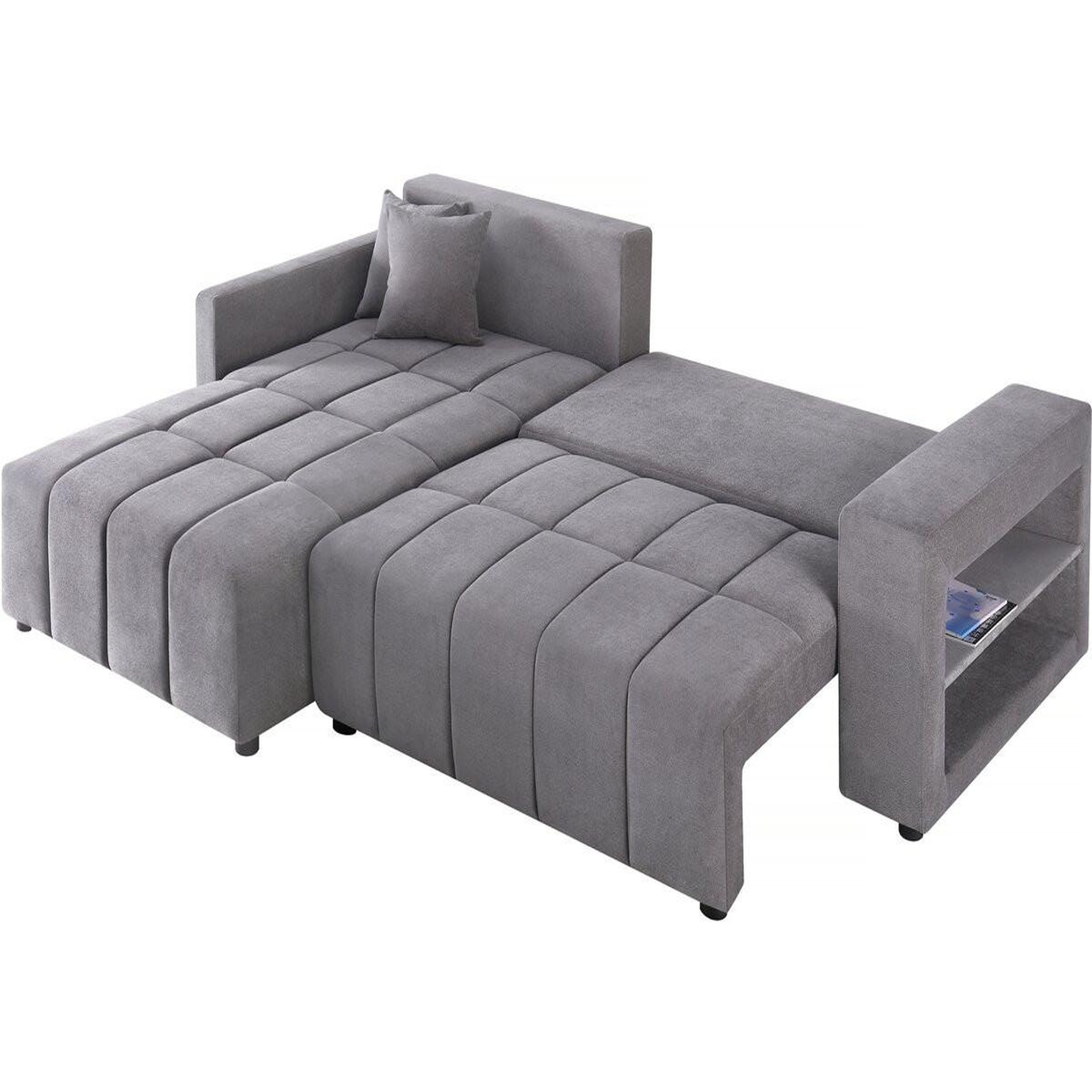 Voir la diapositive 3 : Habitat et Jardin Canapé d'angle convertible tissu chenille 3 places -  trocadero  - gris