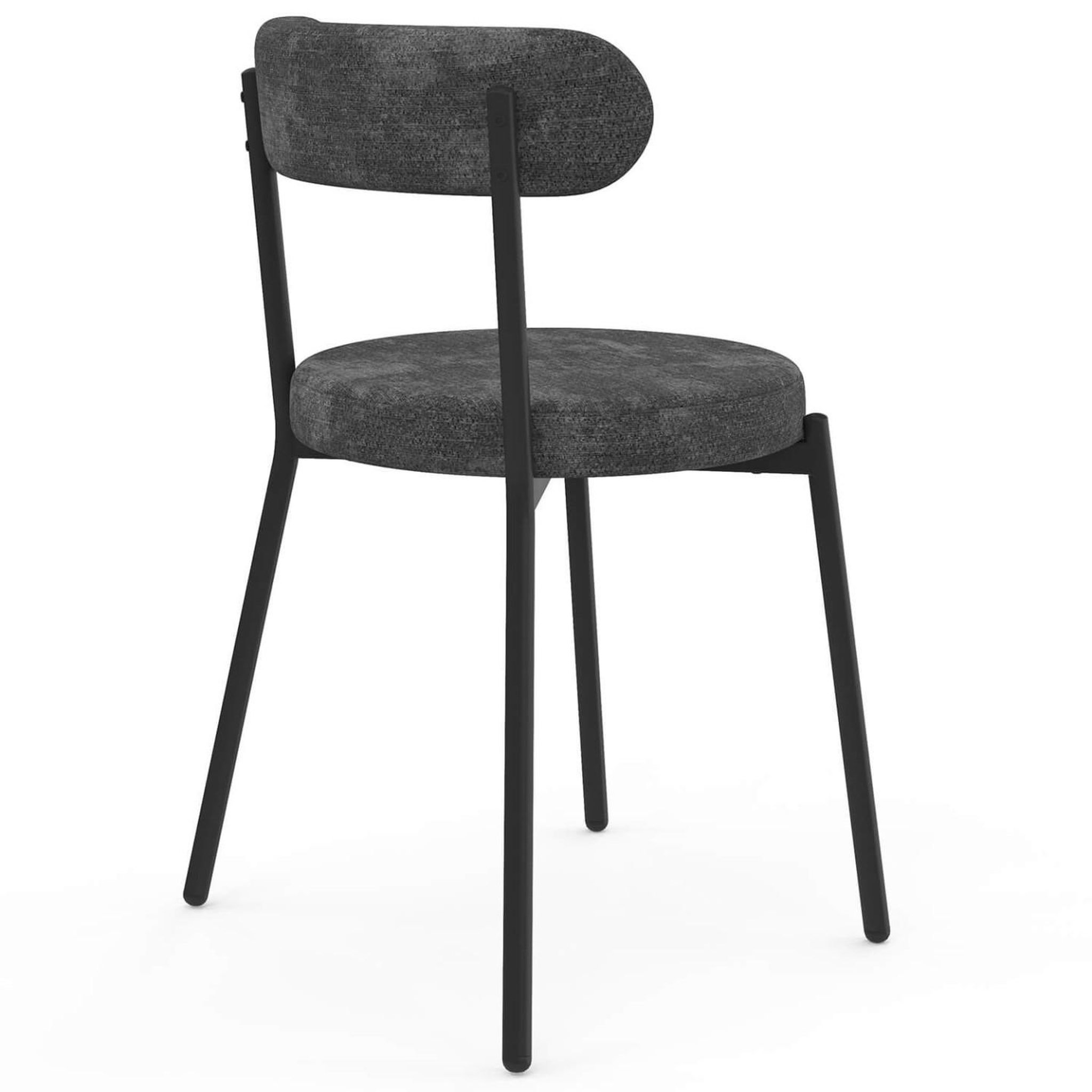 Voir la diapositive 4 : ID MARKET Lot de 6 chaises miki dossier incurvé en tissu chenille mix color terracotta x2, écru x2, gris foncé x2 pieds en métal noir