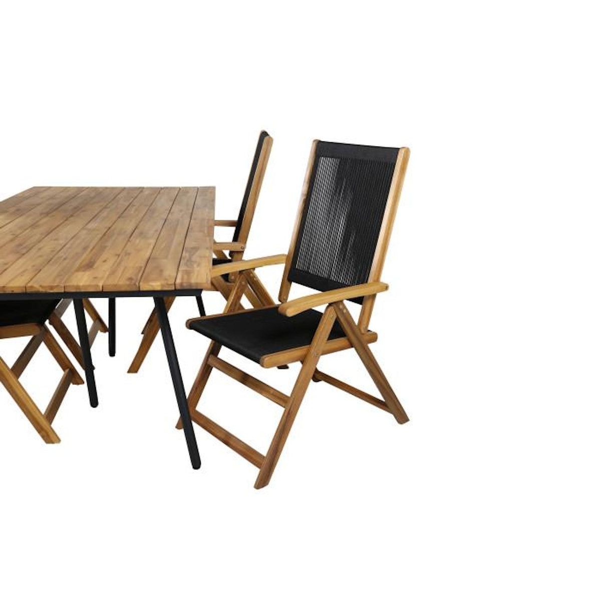 Paris Prix Ensemble Table de Jardin & 4 Chaises  Chan & Little John  200cm Naturel & Noir