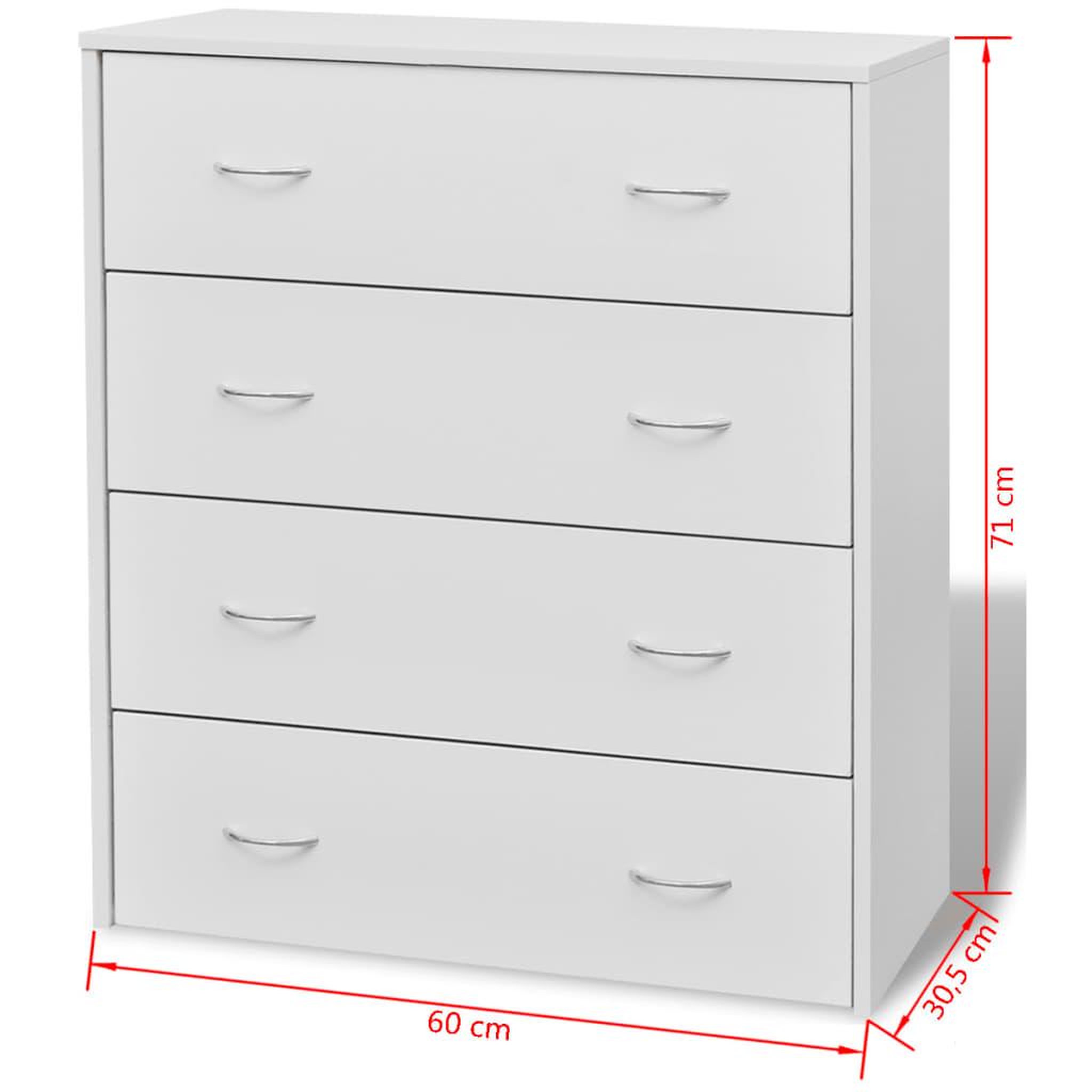 Voir la diapositive 6 : VIDAXL Buffet avec 4 tiroirs 60x30,5x71 cm Blanc