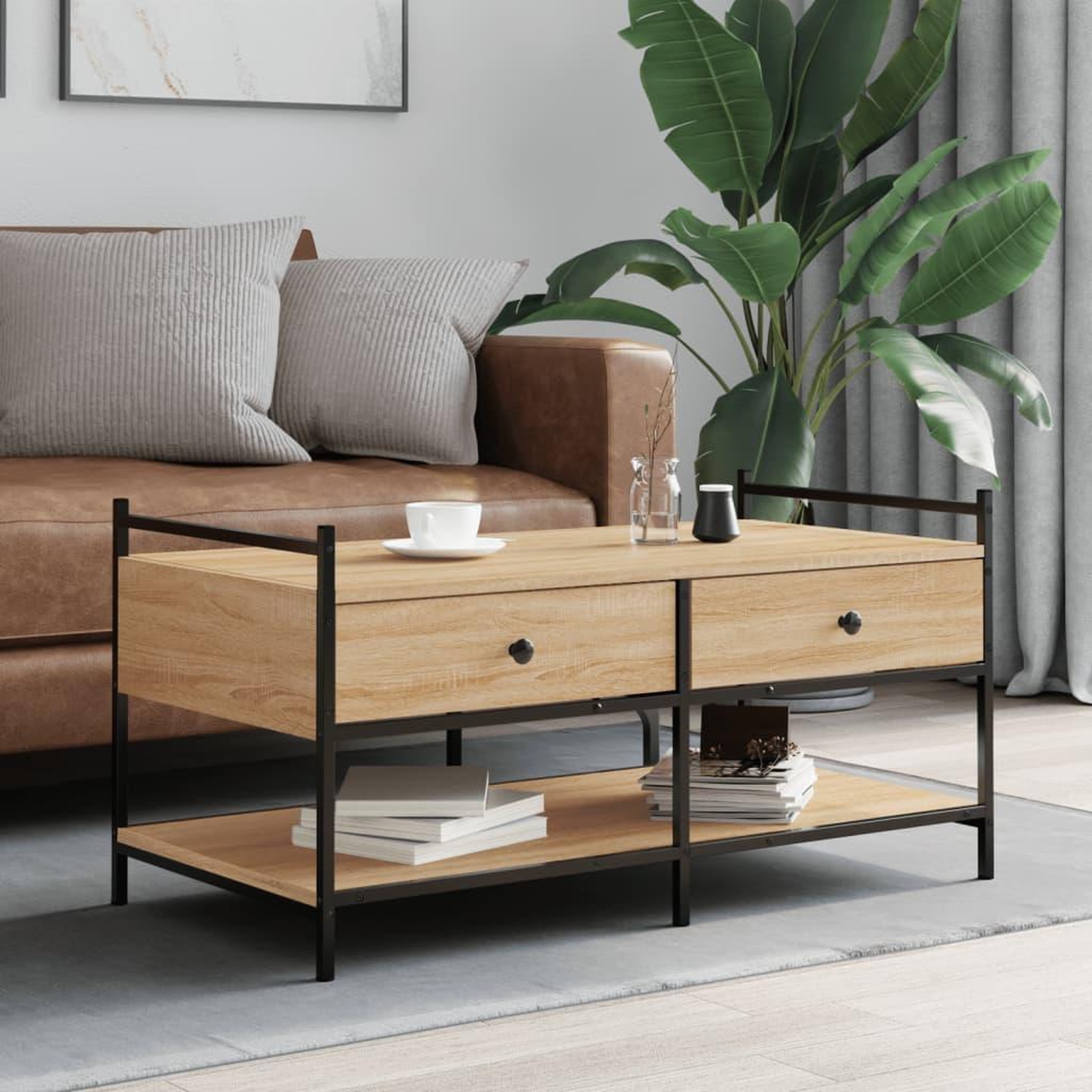 VIDAXL Table basse chene sonoma 99x50x50 cm bois d'ingenierie
