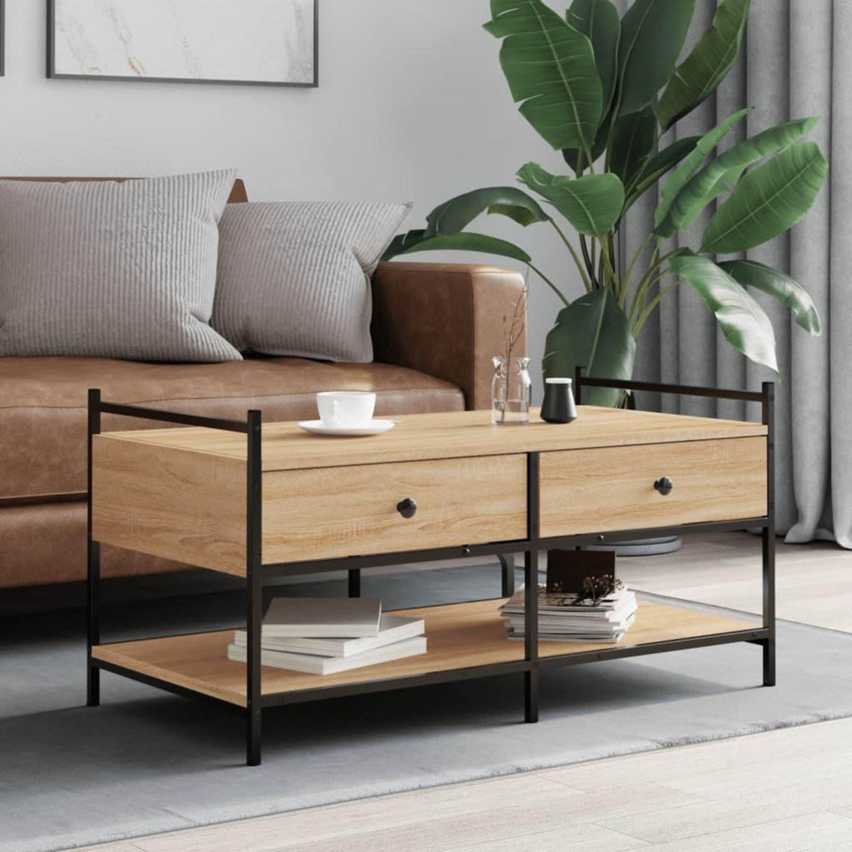 VIDAXL Table basse chene sonoma 99x50x50 cm bois d'ingenierie