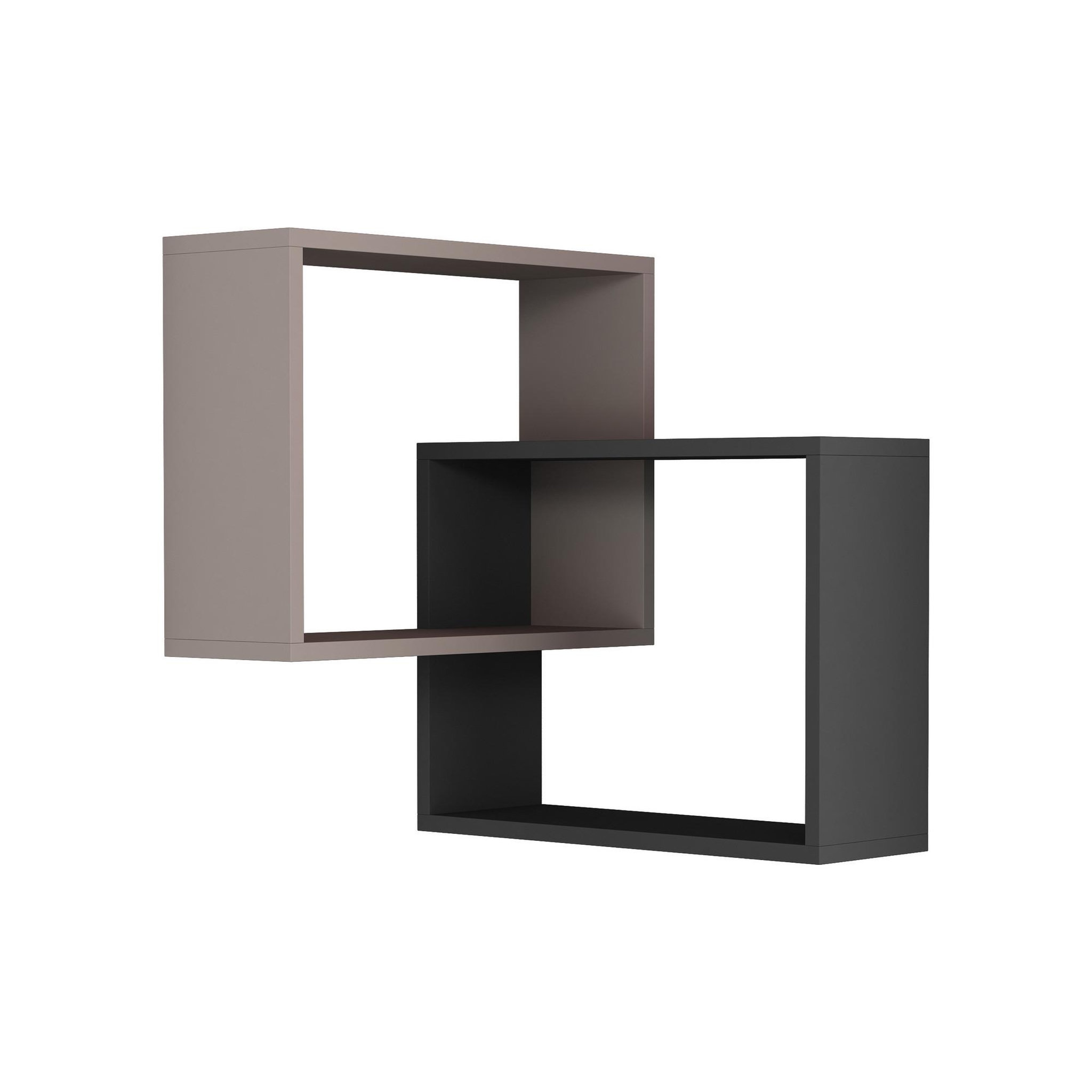 Habitat et Jardin Lot de 2 étagères murales d'angle en bois  ring  - 68 x 60 x 68 cm - moka clair
