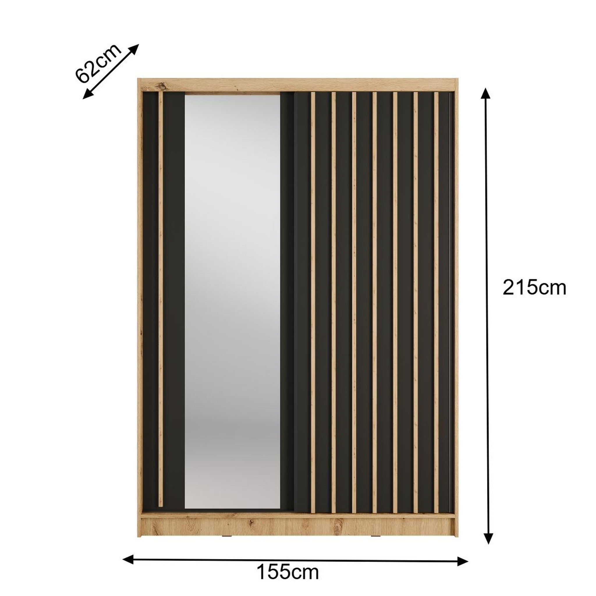 Voir la diapositive 5 : JLC KREATION Armoire dressing moderne bois et noir 155cm celia