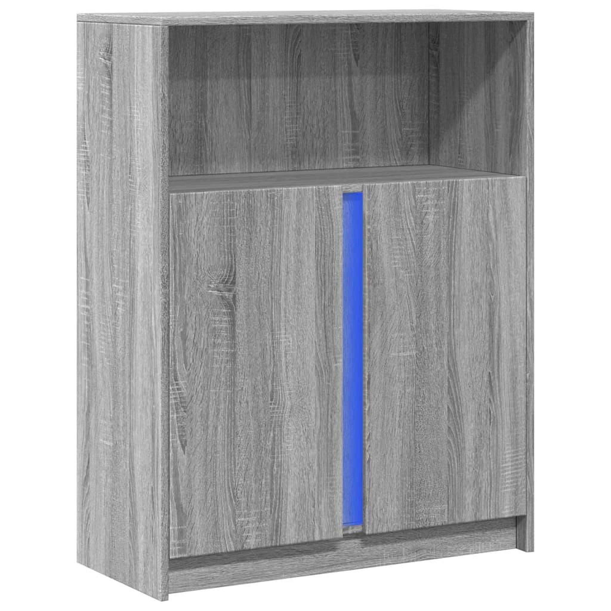 Voir la diapositive 3 : VIDAXL Buffet avec LED sonoma gris 77x34x100 cm bois d'ingenierie
