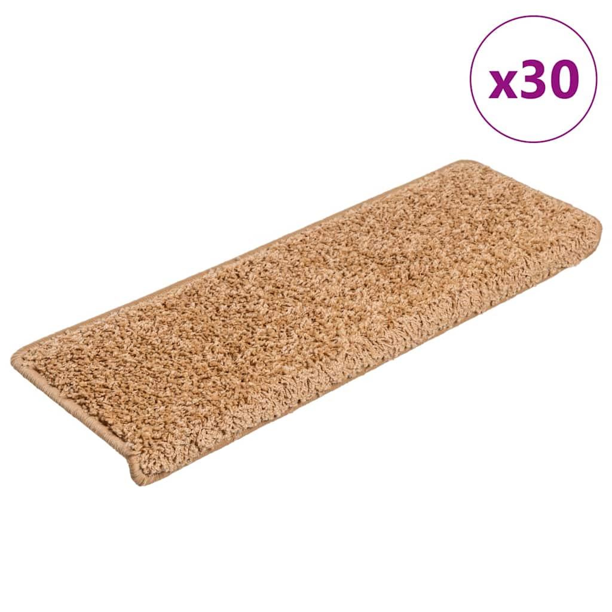 VIDAXL Tapis d'escalier 30 pcs 65x21x4 cm Beige