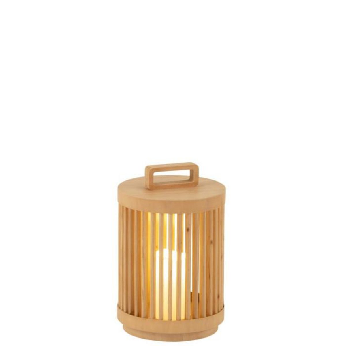 Paris Prix Lampe à Poser à LED en Bois  Cylindrique  32cm Naturel
