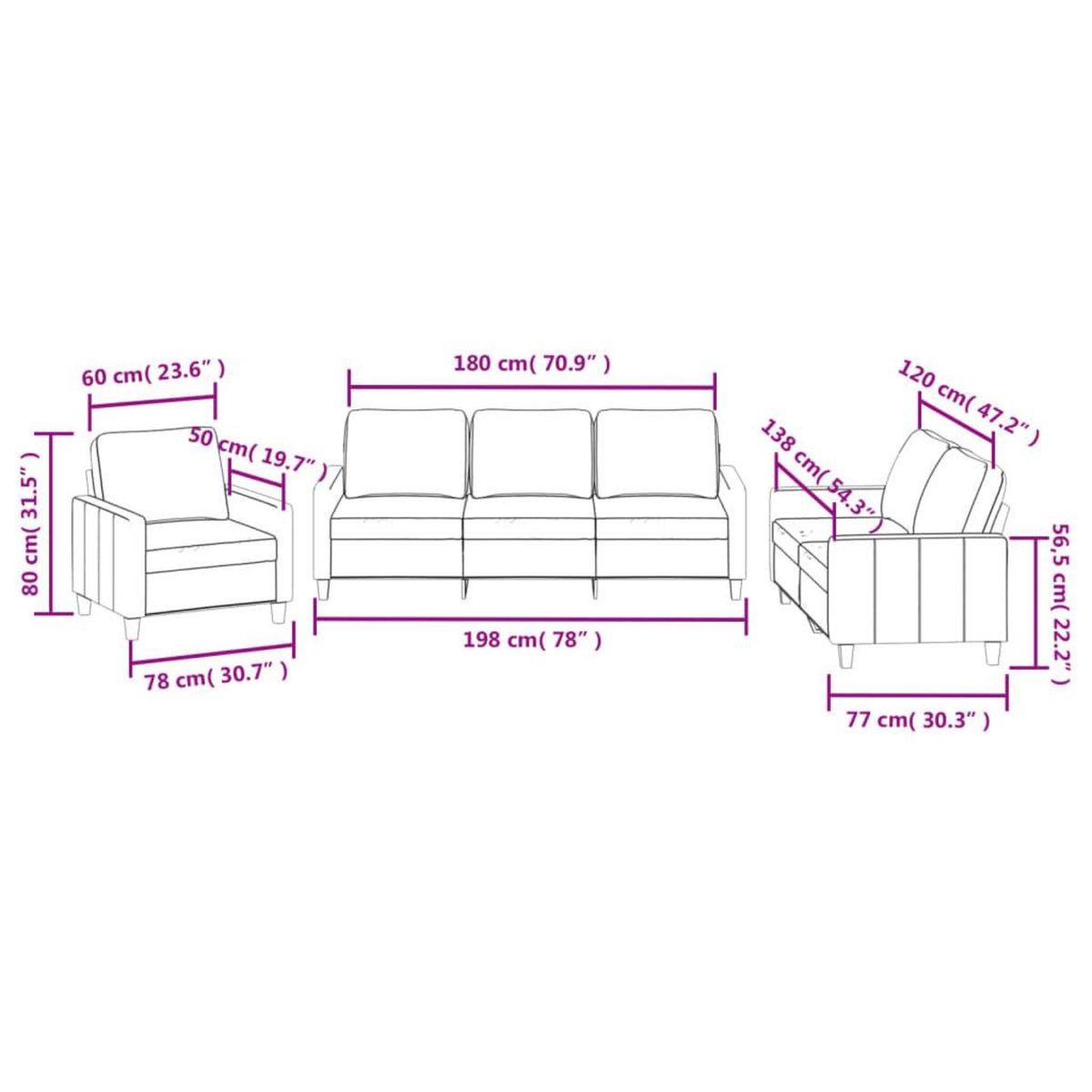 VIDAXL Ensemble de canapes 3 pcs avec coussins Creme Similicuir