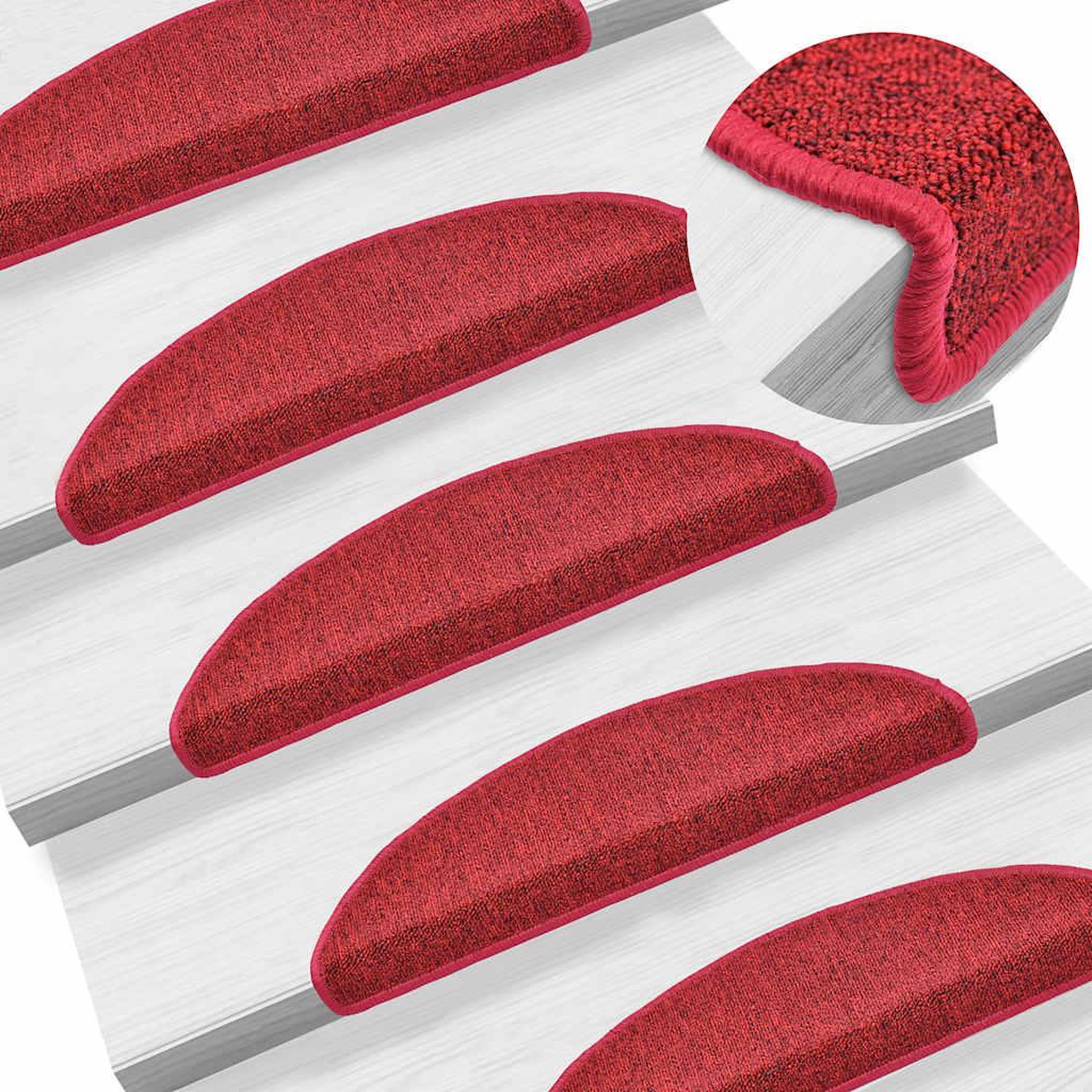 Voir la diapositive 5 : VIDAXL Tapis d'escalier 20 pcs rouge bordeaux 56x17x3 cm
