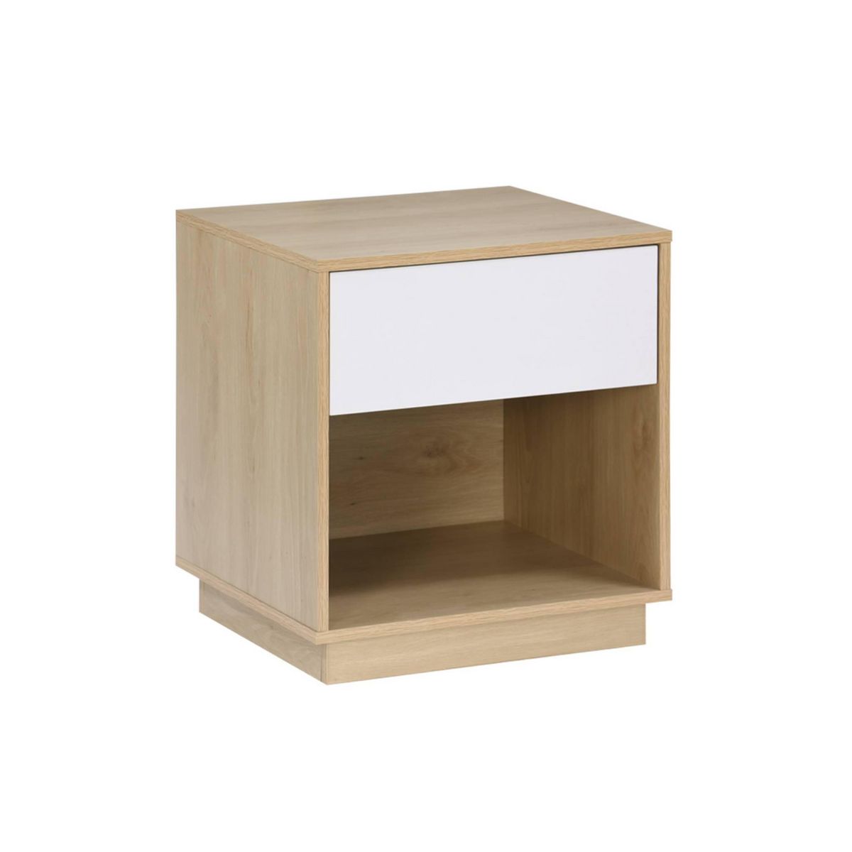 SWEEEK Table de chevet 1 tiroir 1 niche effet bois bicolore