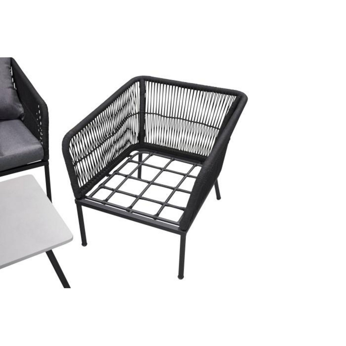 Paris Prix Salon de Jardin  Lindos  134cm Noir & Gris