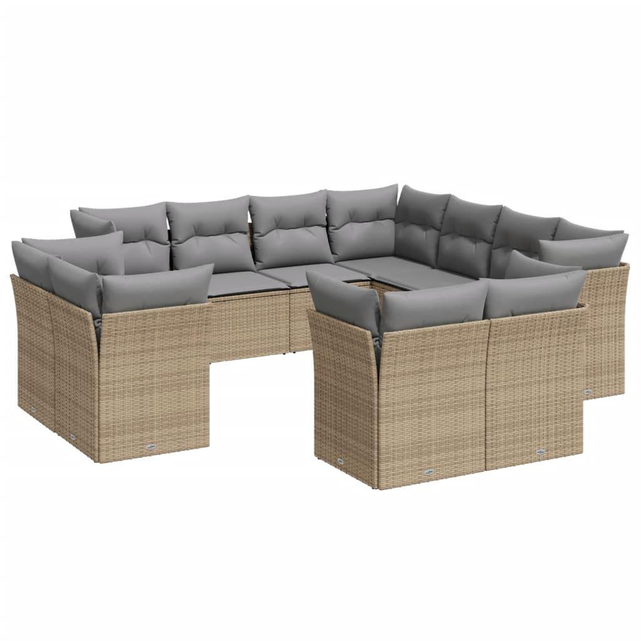Voir la diapositive 2 : VIDAXL Salon de jardin 11 pcs avec coussins beige resine tressee