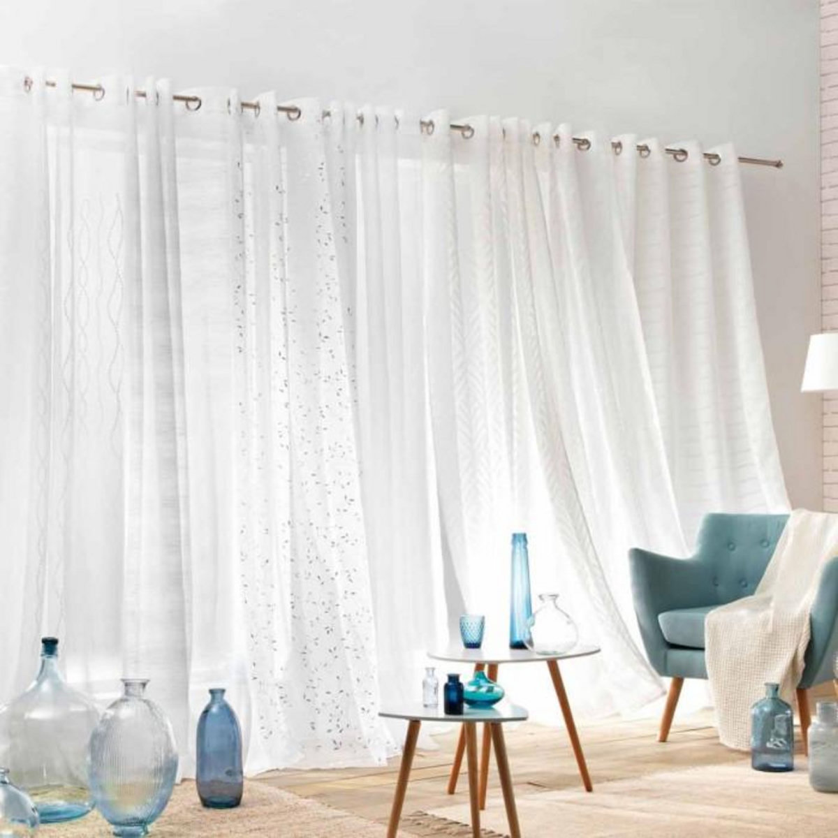 Paris Prix Rideau Voilage à Œillets  Sidonie  140x240cm Blanc