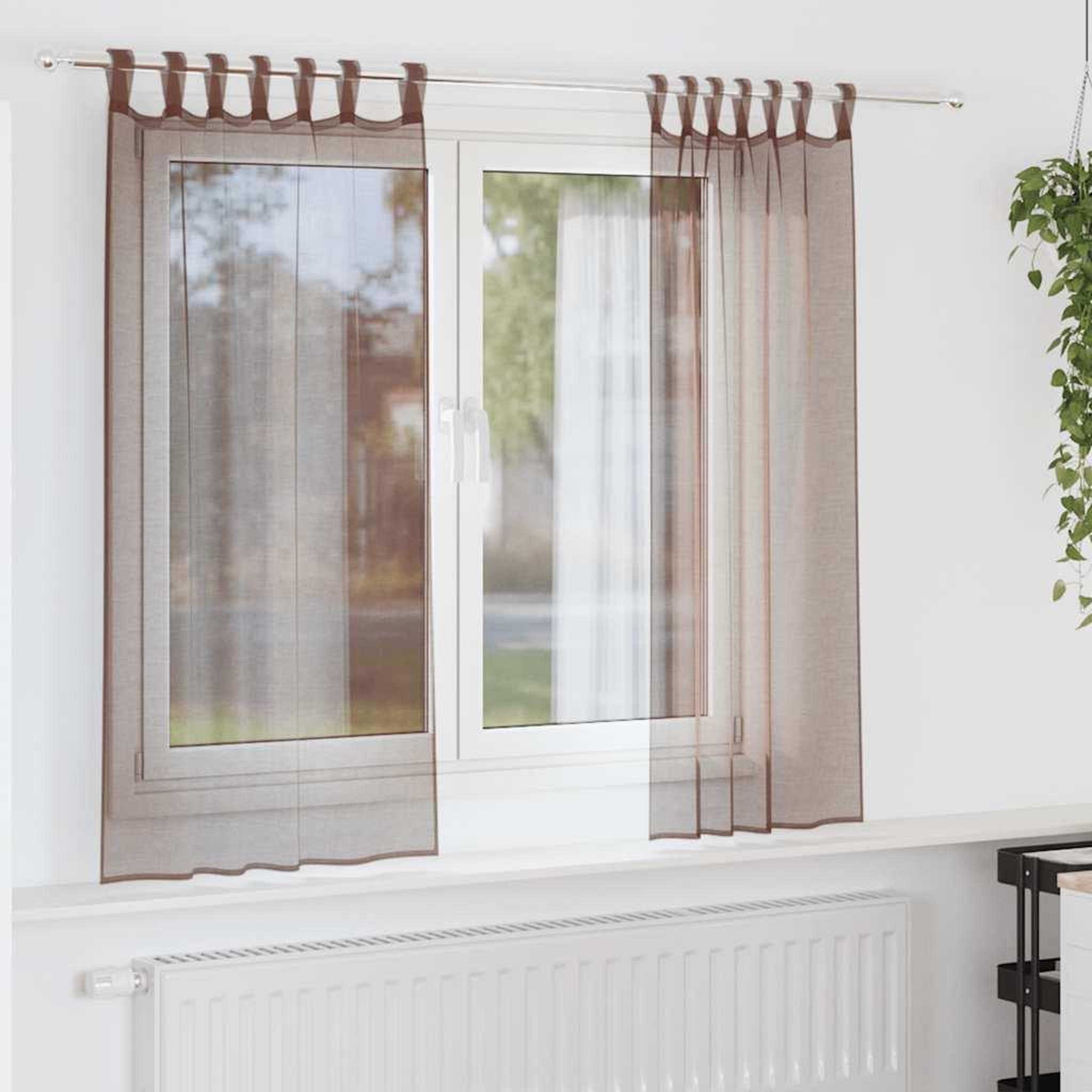 VIDAXL Rideaux en voile avec passe-tringles 2 pcs marron