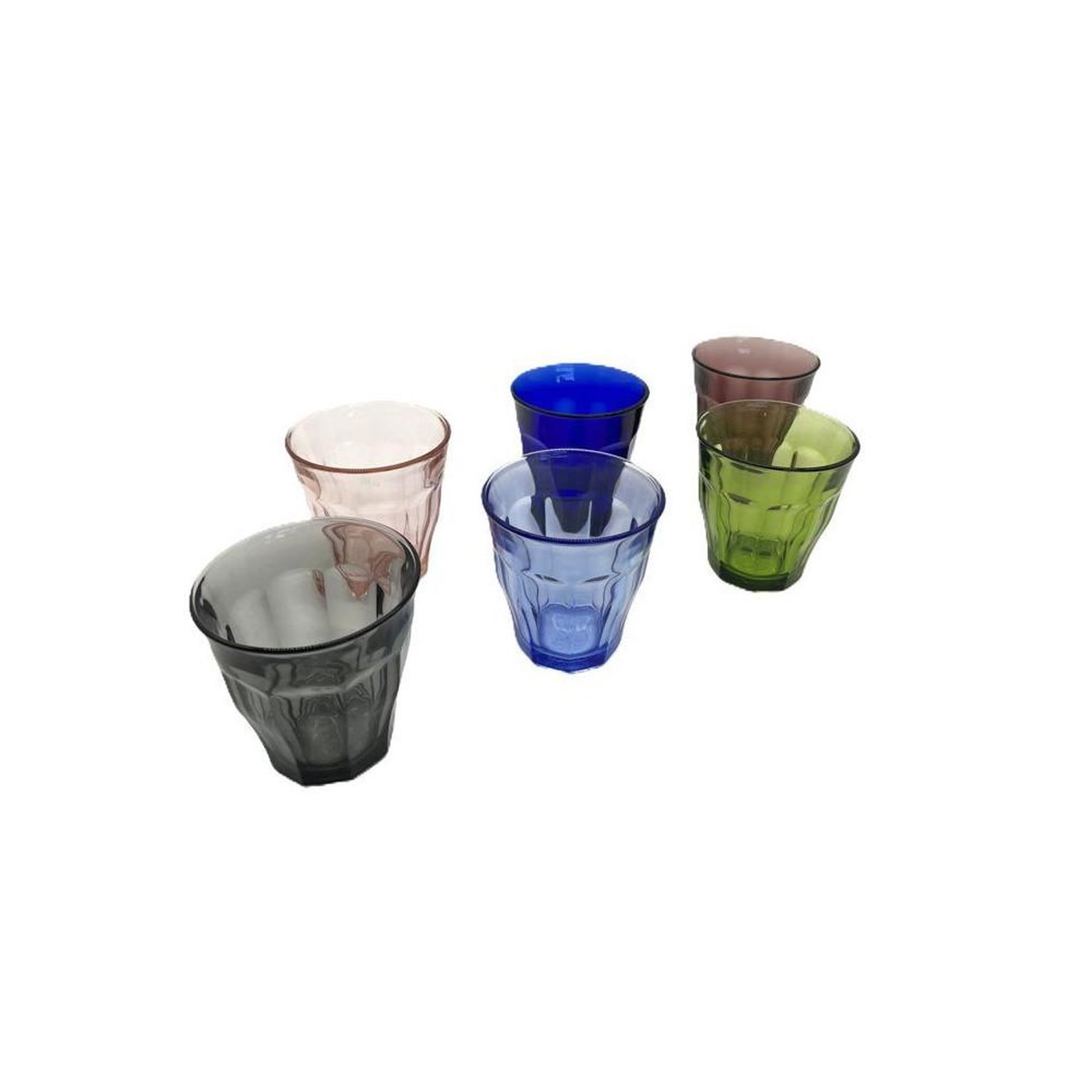 DURALEX Verres à eau picardie panaché 6 pièces 25 cl, verre trempé, 6 couleurs