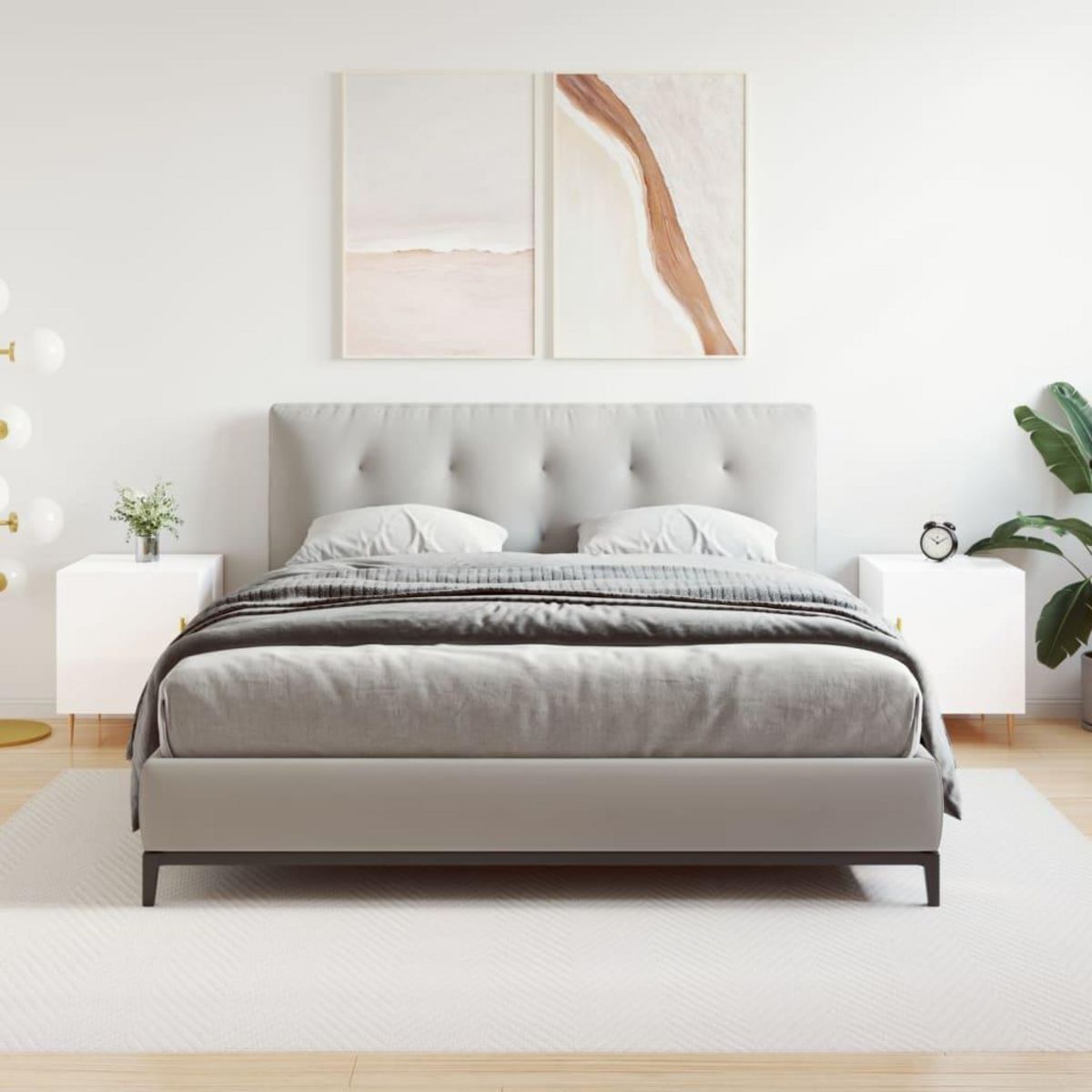 VIDAXL Tables de chevet 2 pcs blanc brillant 40x40x50 cm