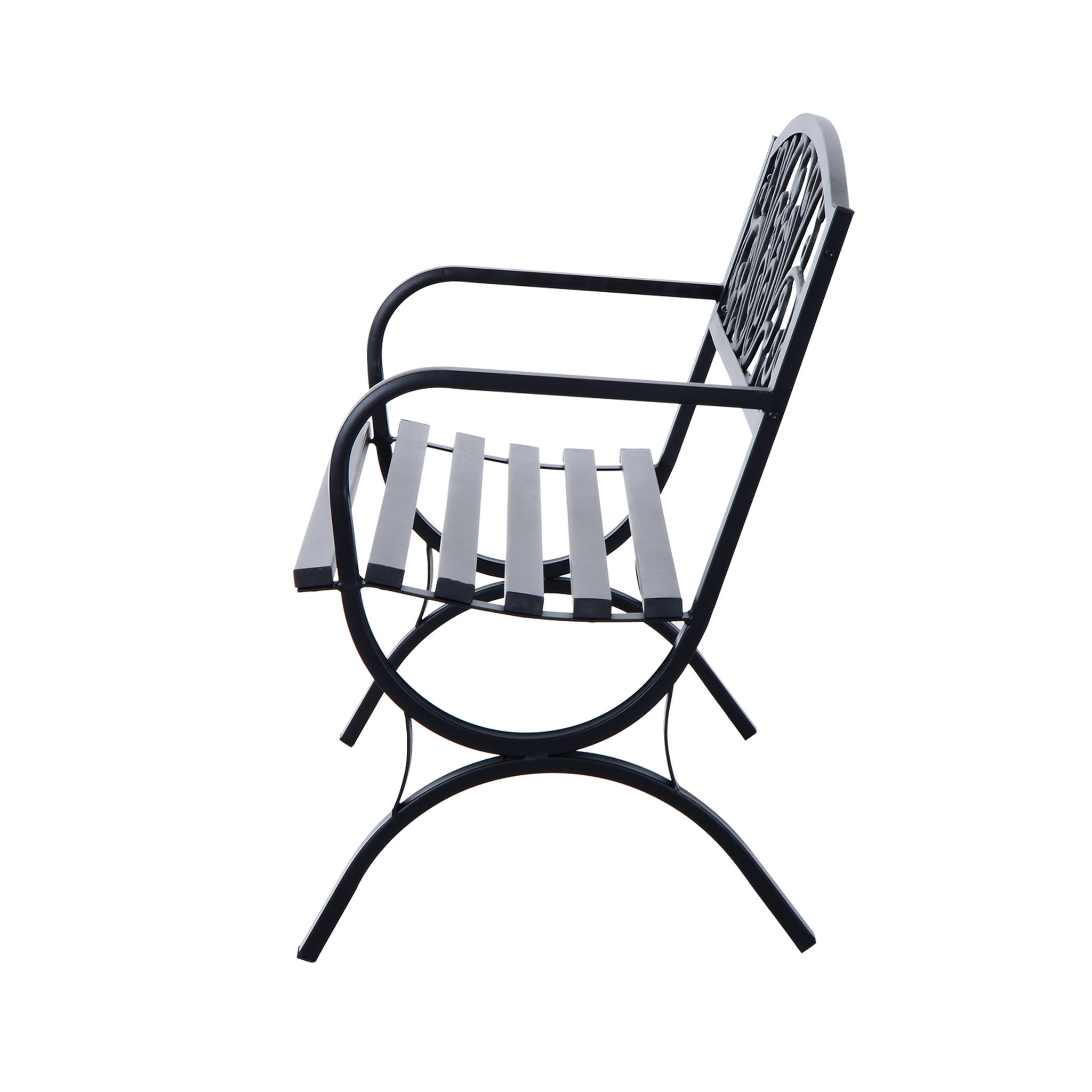 Voir la diapositive 3 : OUTSUNNY Outsunny Banc de Jardin terrasse en Acier Fonte Noir 3 Places 127 x 60 x 85 cm Charge Max 250 Kg