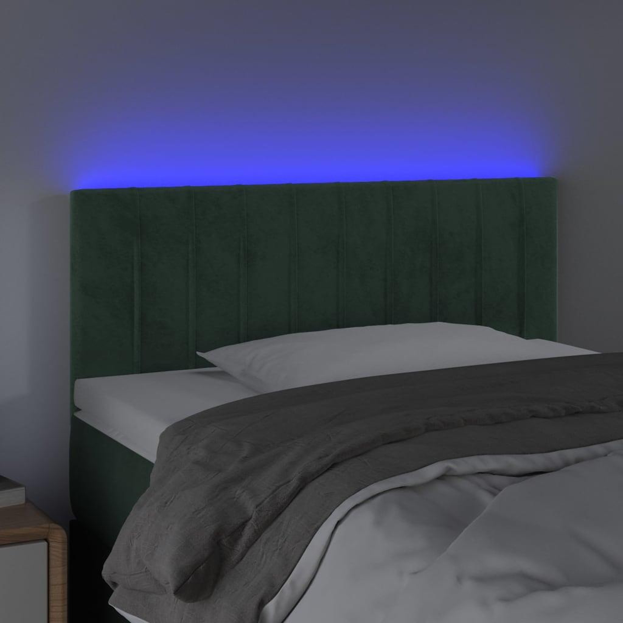 Voir la diapositive 3 : VIDAXL Tete de lit a LED Vert fonce 80x5x78/88 cm Velours