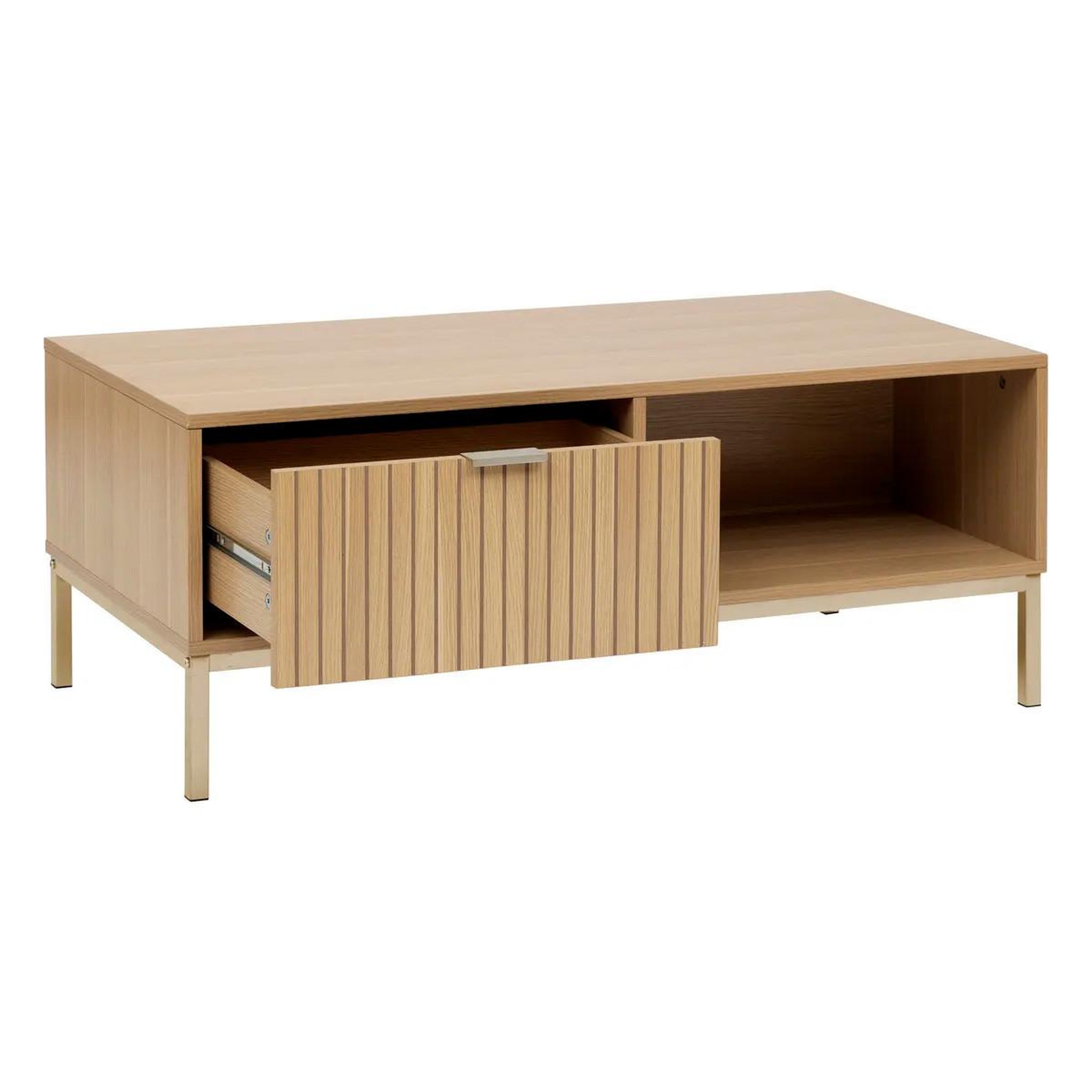 Voir la diapositive 2 : FIVE Table basse avec tiroir  tasso  100cm naturel