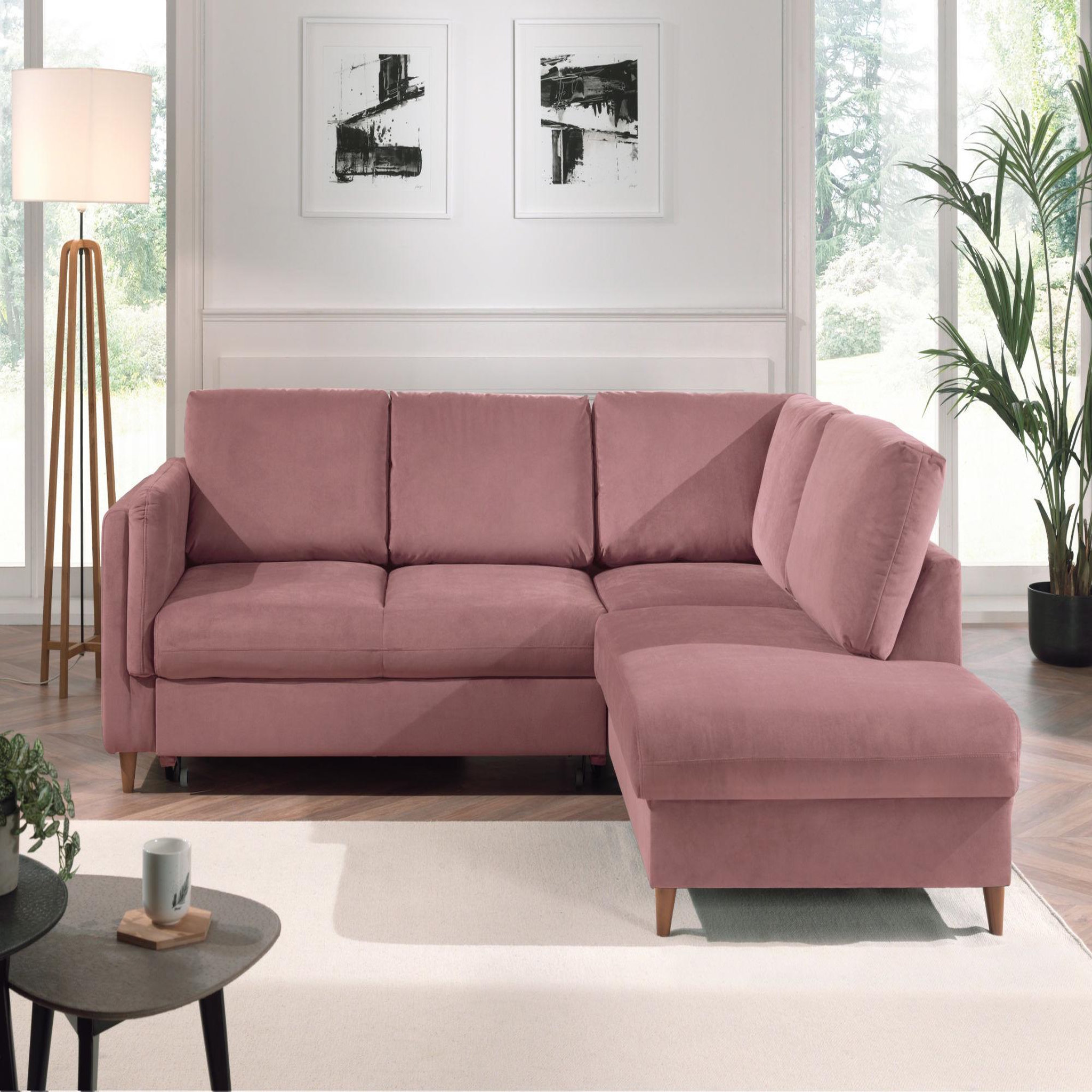 Voir la diapositive 5 : BEST MOBILIER Brooke - canapé d'angle droit - convertible - 5 places - en velours