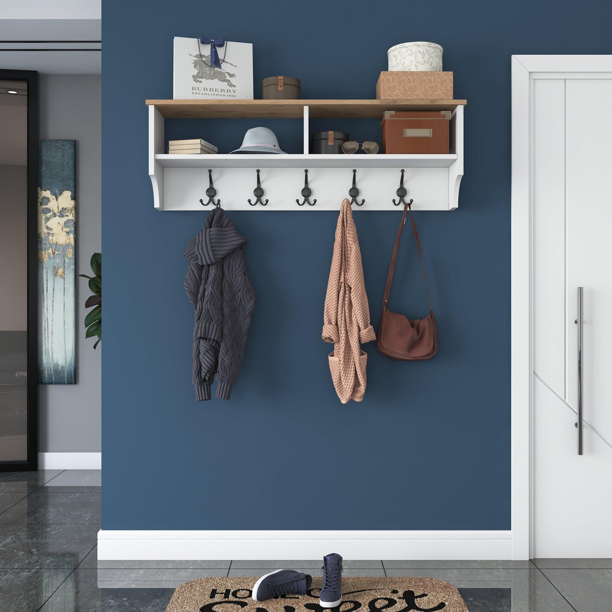 Voir la diapositive 4 : Habitat et Jardin Porte-manteau en bois  pino  - 120 x 22 x 37 cm - blanc