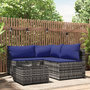 Voir la diapositive 1 : VIDAXL Salon de jardin 4 pcs avec coussins Gris Resine tressee