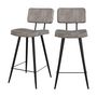 Voir la diapositive 1 : Rendez vous déco Lot de 2 chaises de bar mi-hauteur 66 cm cuir synthétique gris / noir - Texas