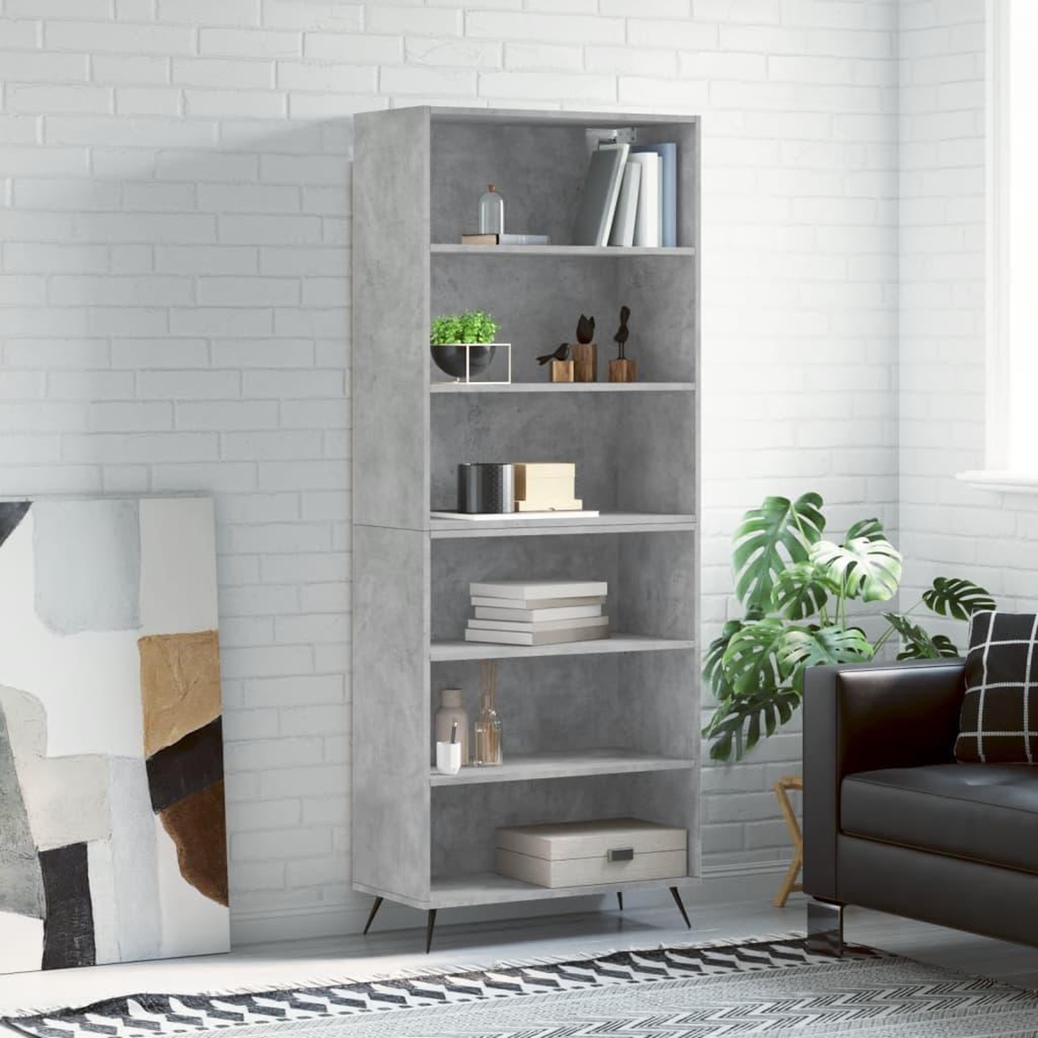 VIDAXL Buffet gris beton 69,5x32,5x180 cm bois d'ingenierie