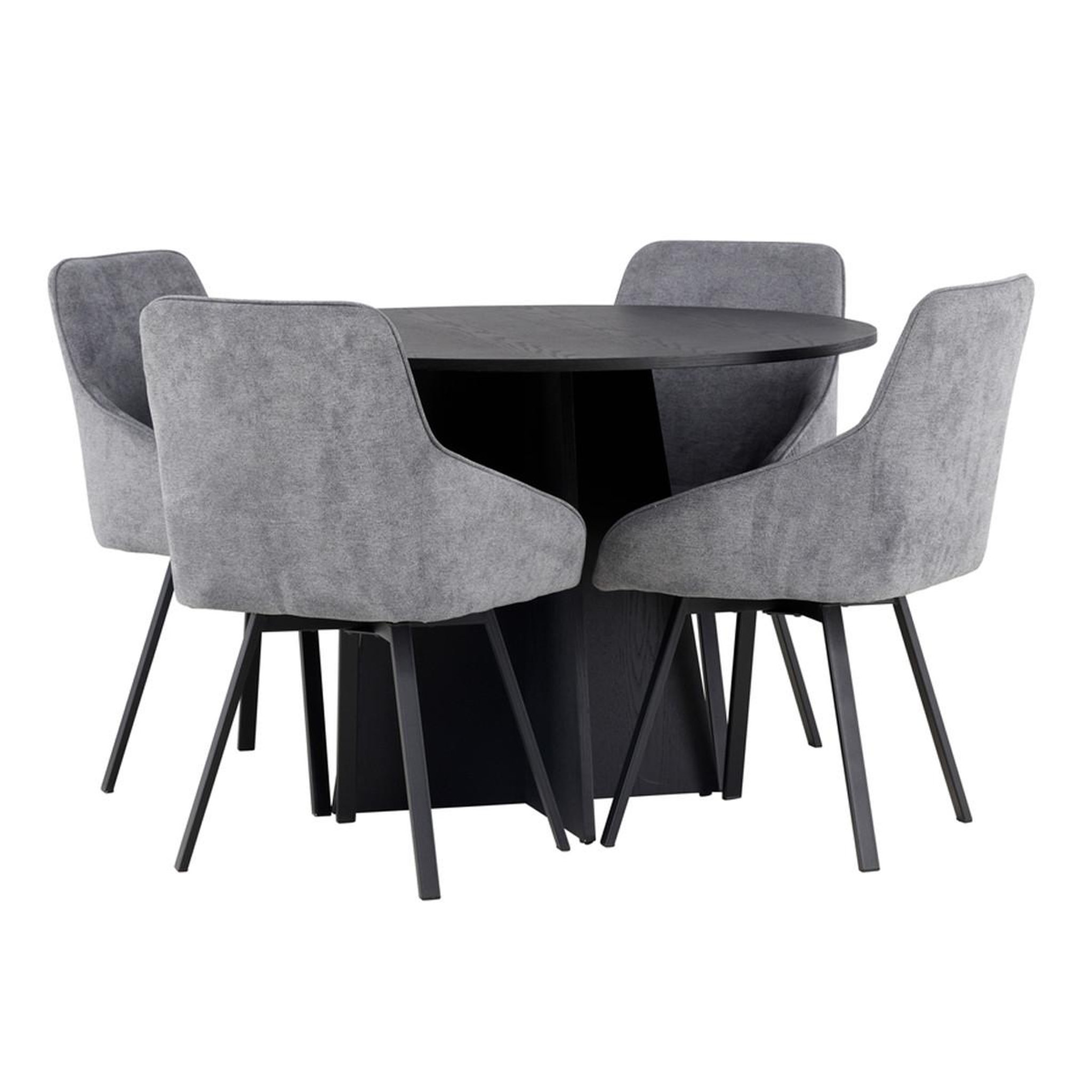 Paris Prix Ensemble table à manger & 4 chaises  bootcut & rosie  110cm gris & noir