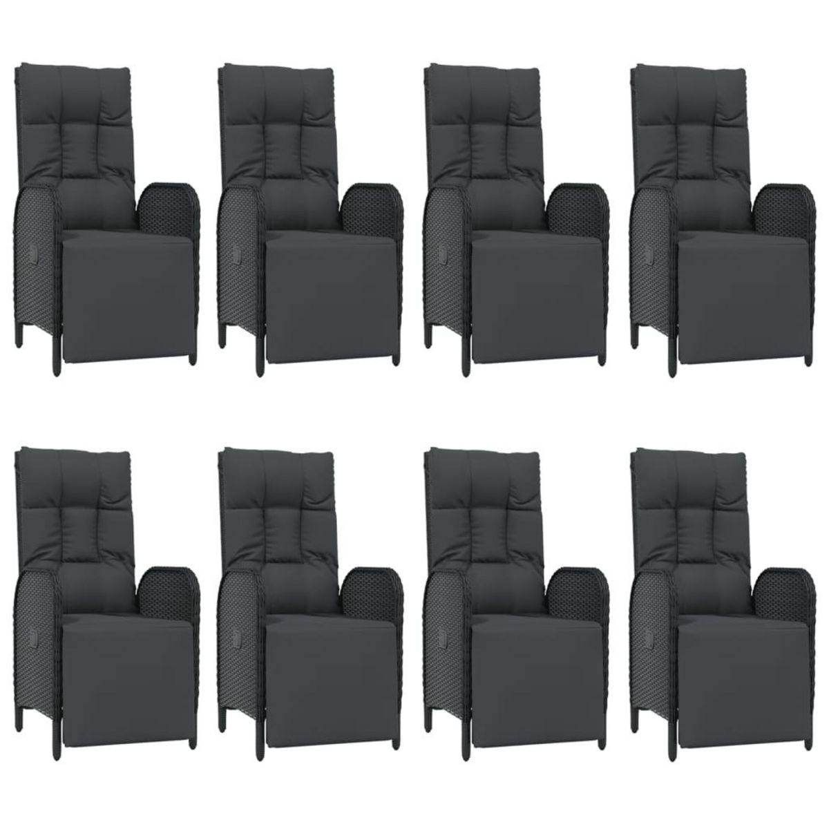 VIDAXL Ensemble a manger jardin 9pcs et coussins noir resine tressee