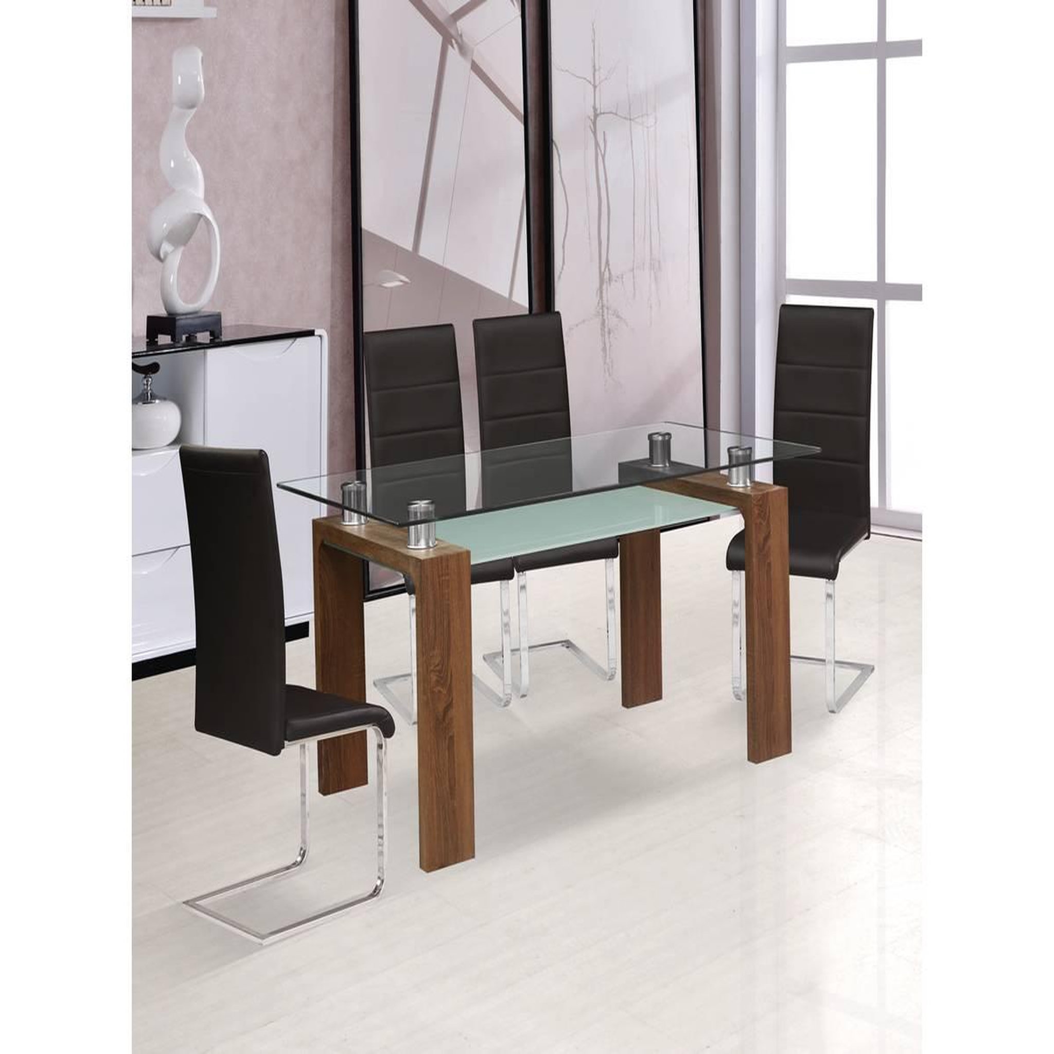 Voir la diapositive 2 : Habitat et Jardin Table repas  Eva  - 150 x 80 x 75 cm - Marron