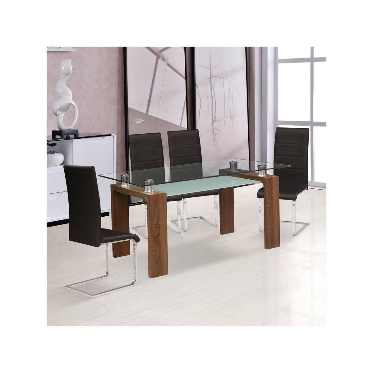 Habitat et Jardin Table repas  Eva  - 150 x 80 x 75 cm - Marron