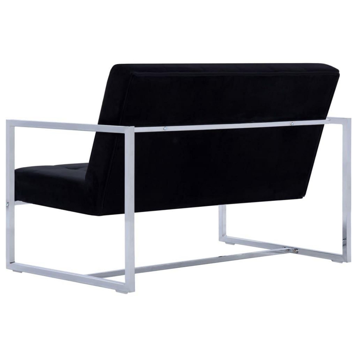 VIDAXL Canape 2 places avec accoudoirs Noir Chrome et velours