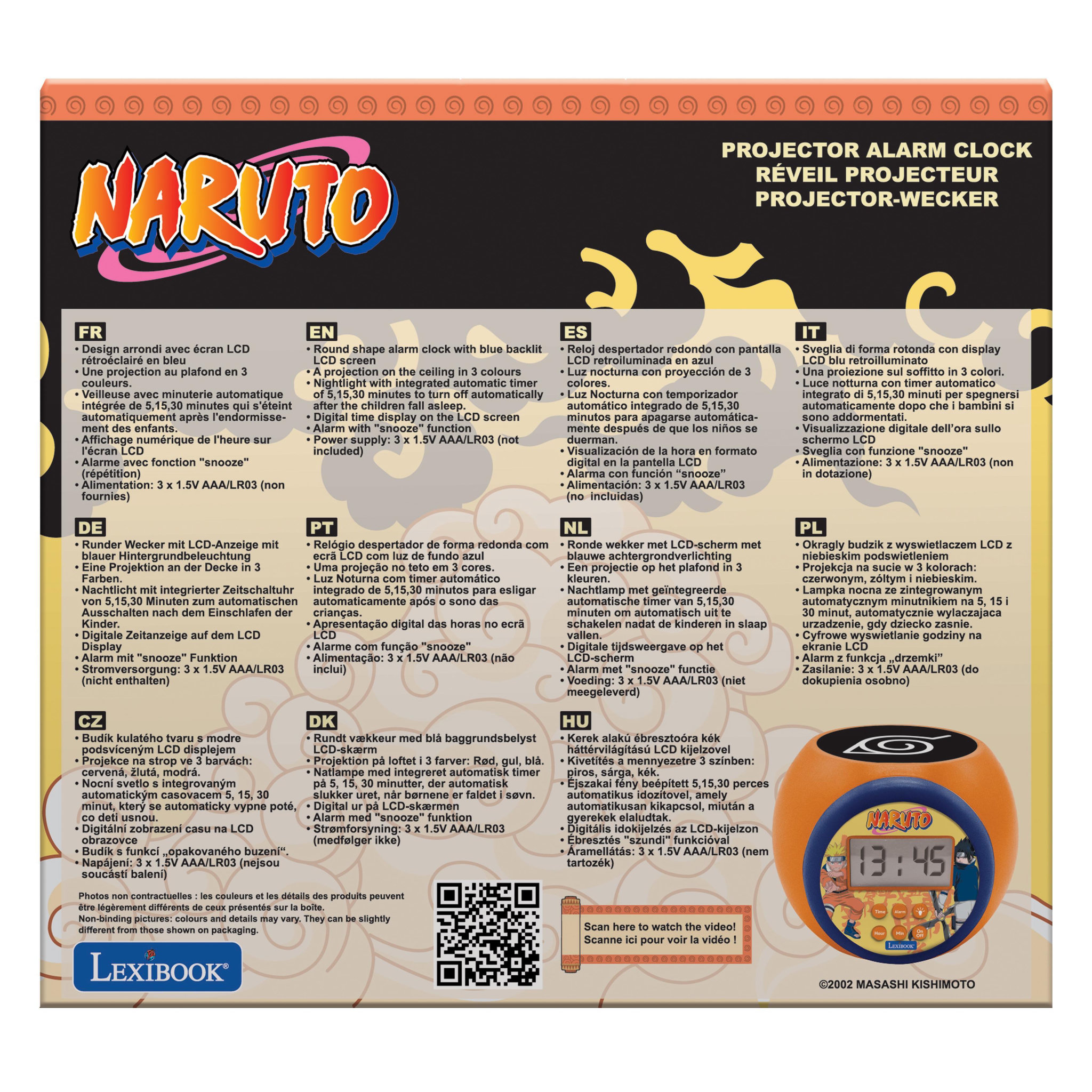 Voir la diapositive 4 : Lexibook Réveil Projecteur Naruto avec Minuteur
