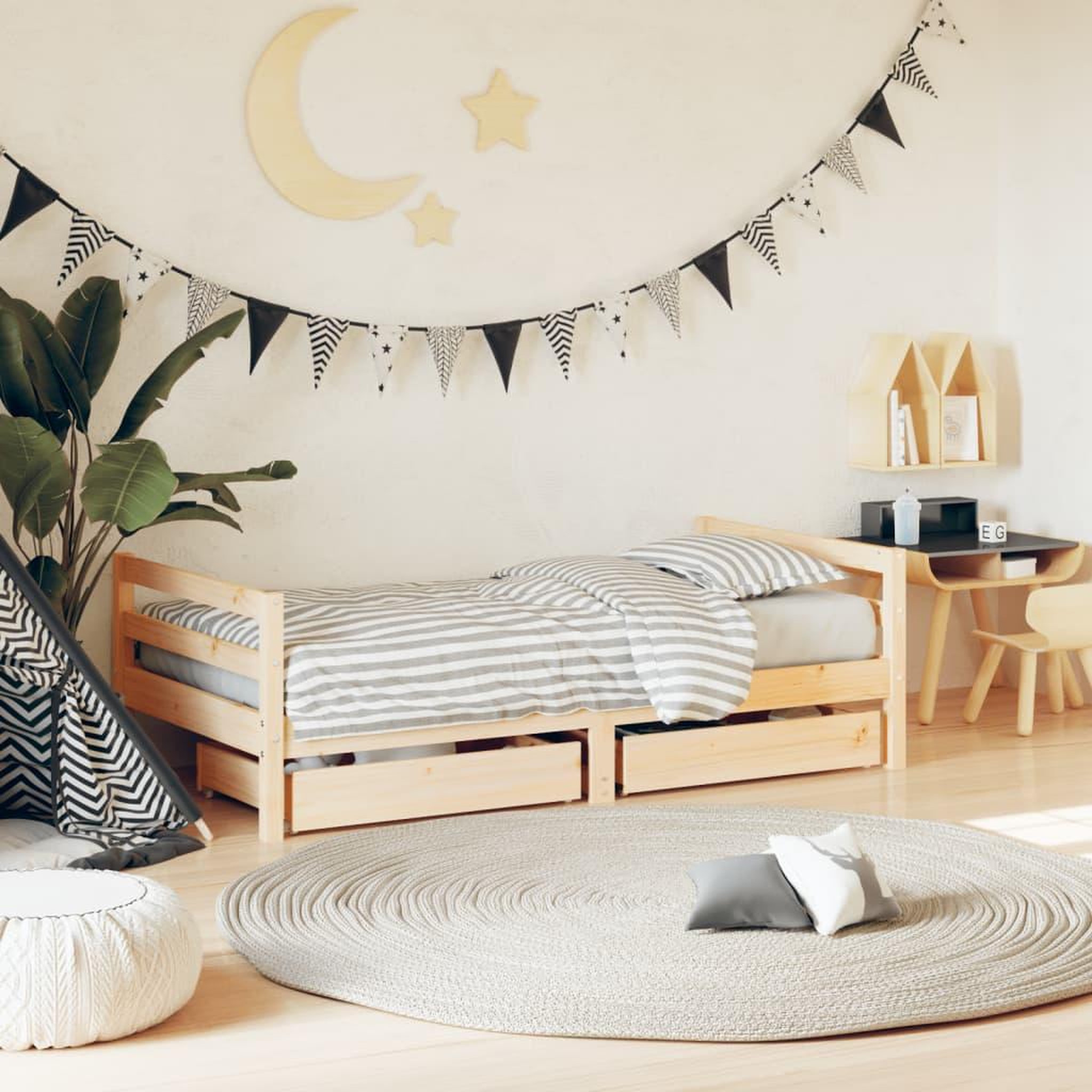 VIDAXL Cadre de lit pour enfant et tiroirs 80x160cm bois de pin massif