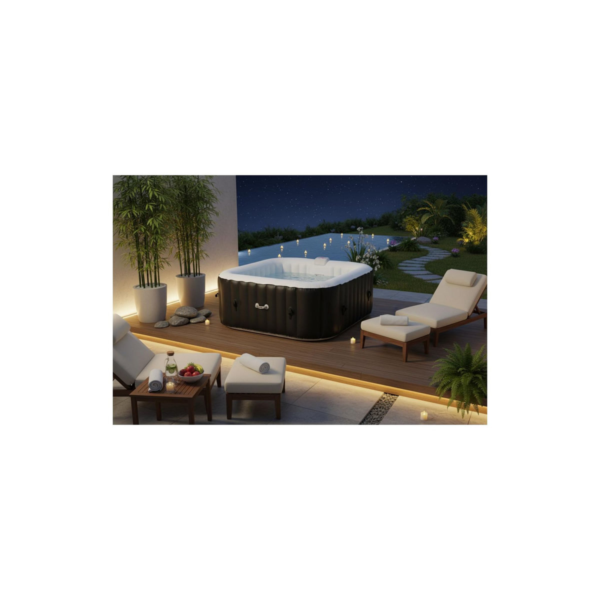 Ospazia Spa gonflable 6 places carré - Ospazia - Dimensions : 185 x 185 cm - Filtre et bâche inclus