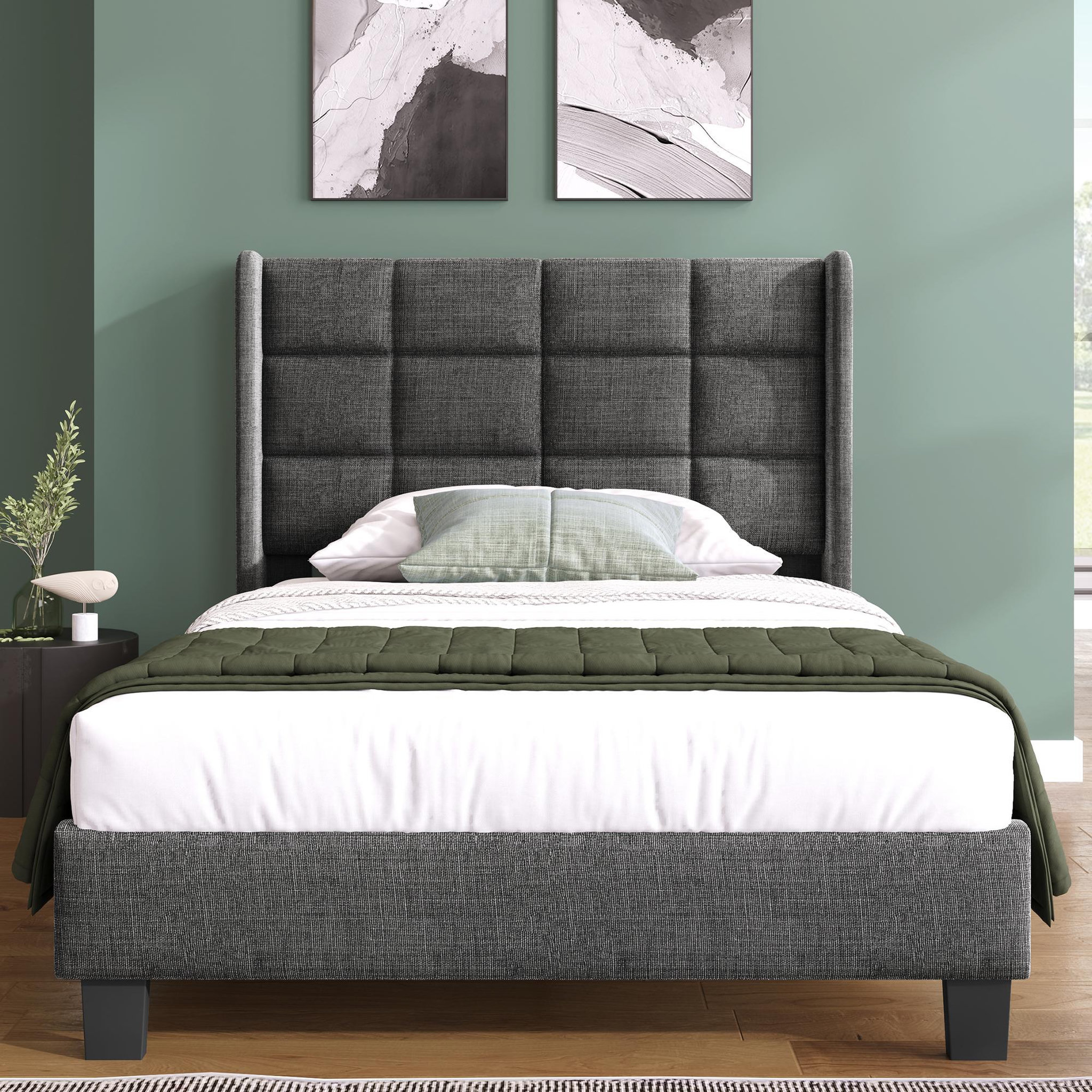 Voir la diapositive 3 : MERAX Lit simple avec sommier Lin
