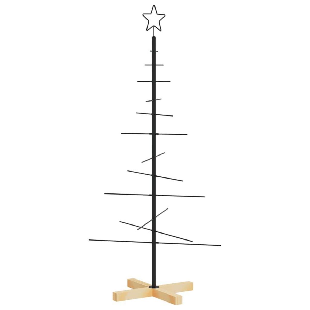VIDAXL Arbre de Noël en metal avec base en bois noir 120 cm