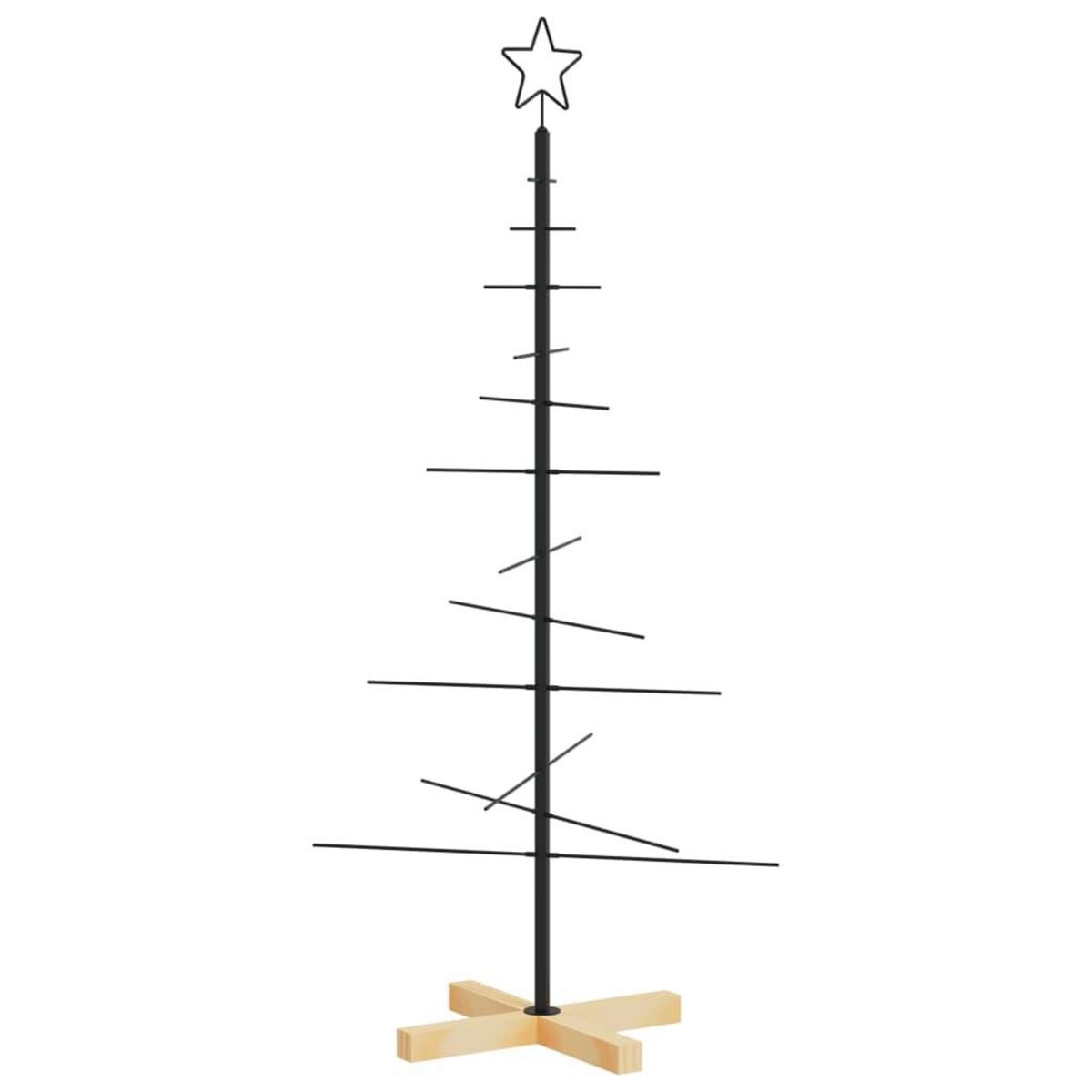 VIDAXL Arbre de Noël en metal avec base en bois noir 120 cm