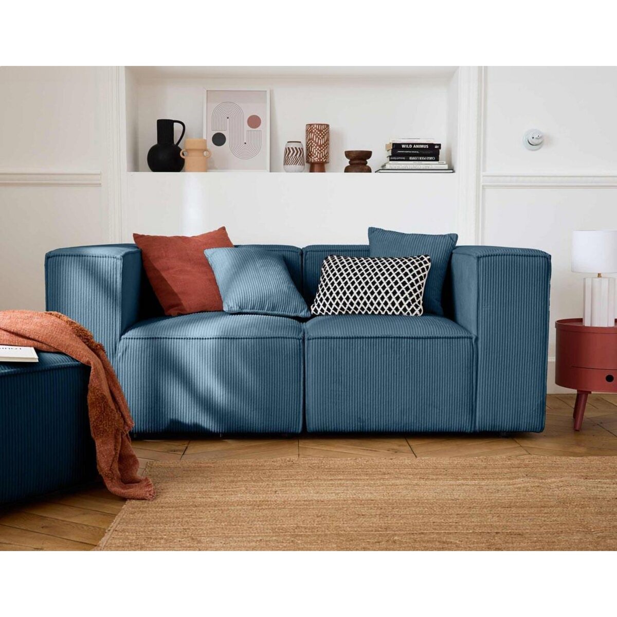 LISA DESIGN Arty - module d'assise droit - en velours côtelé